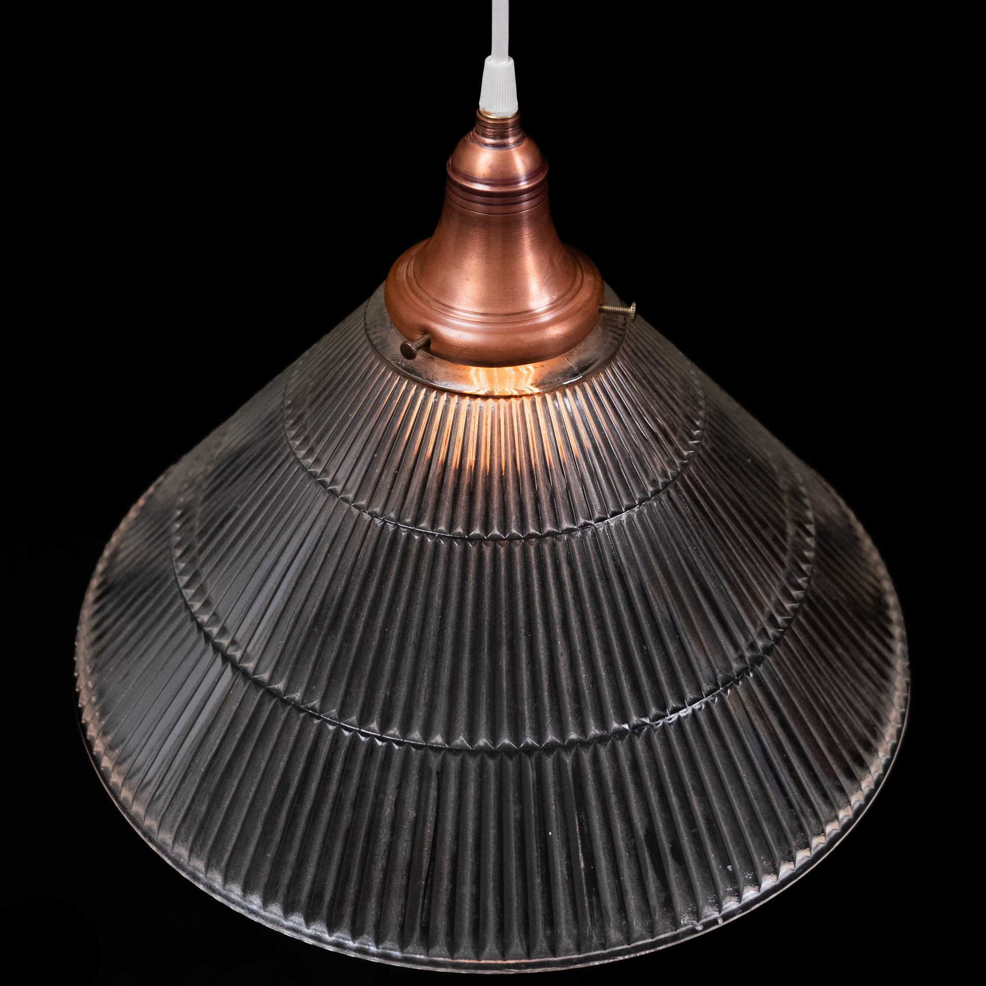 holophane style copper pendant | Scott Landon Antiques and Interiors.