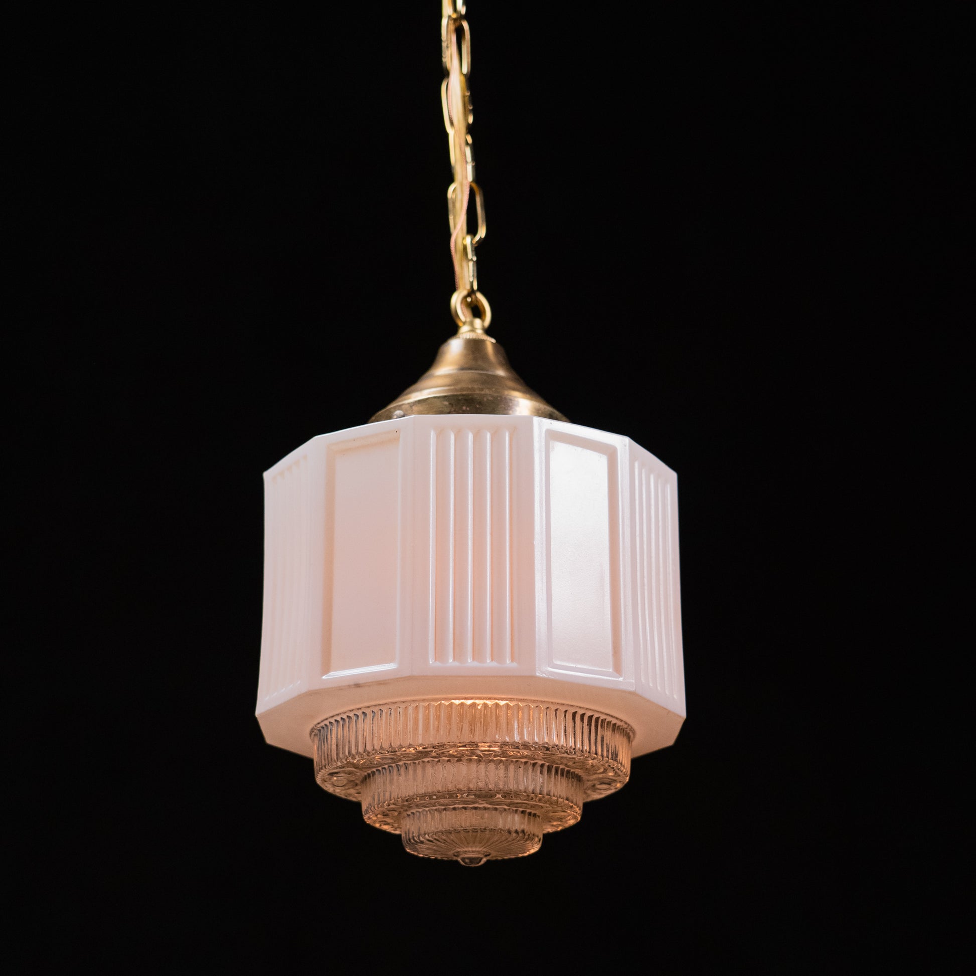 brass skyscraper pendant light | Scott Landon Antiques and Interiors.