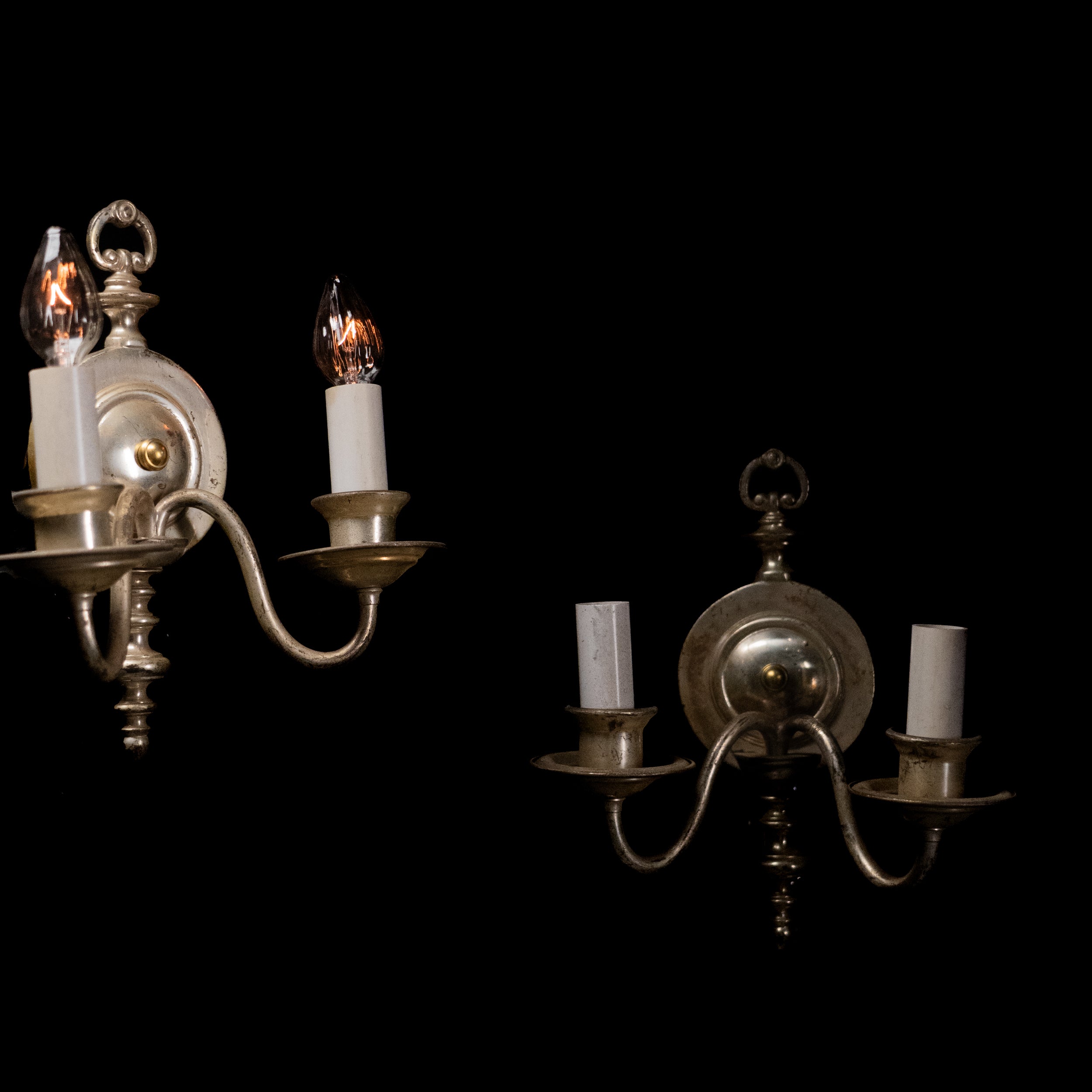 1920 Set of Four Silver Plate Sconce Lights