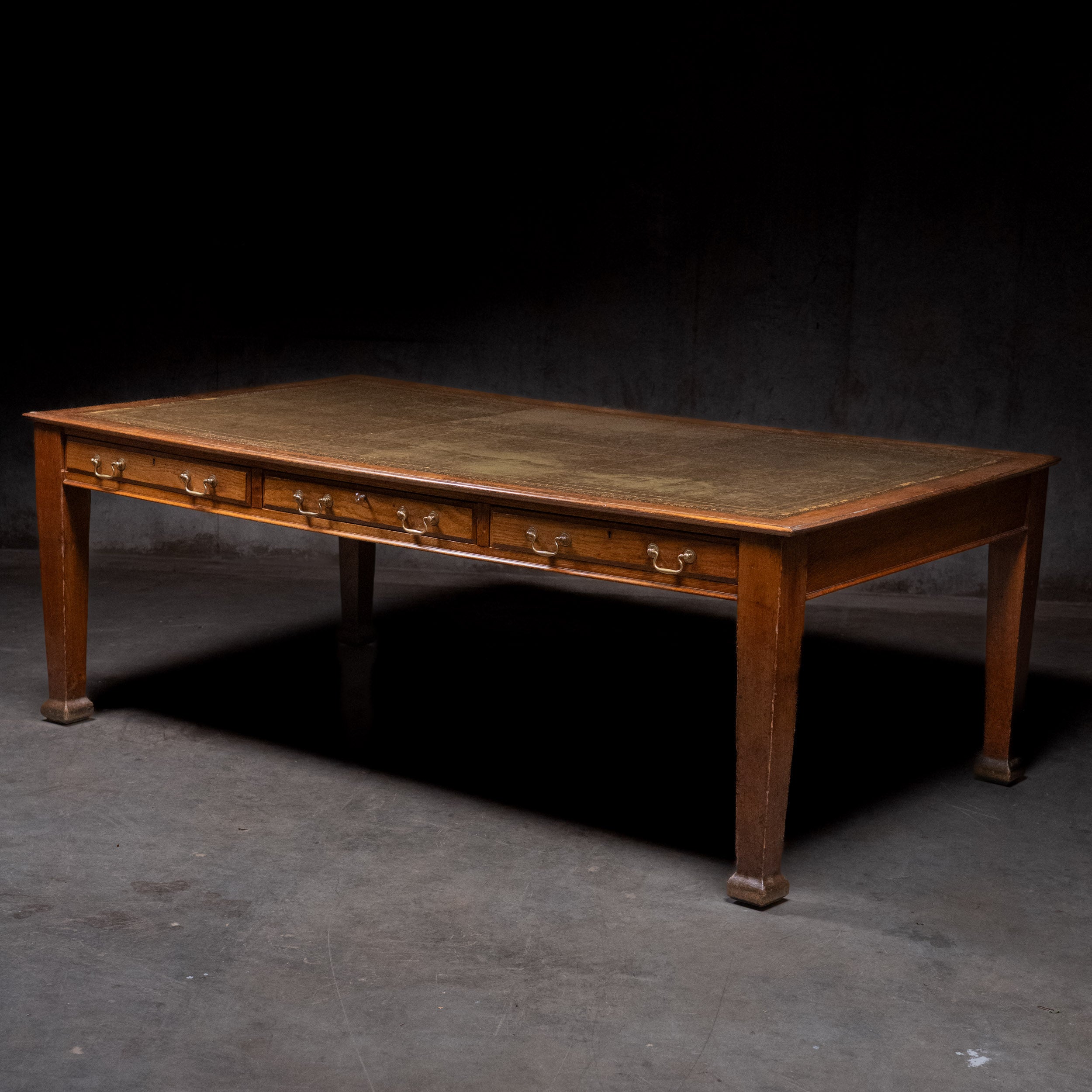 1910 7 Foot Oak Leather Top Library Table/Desk