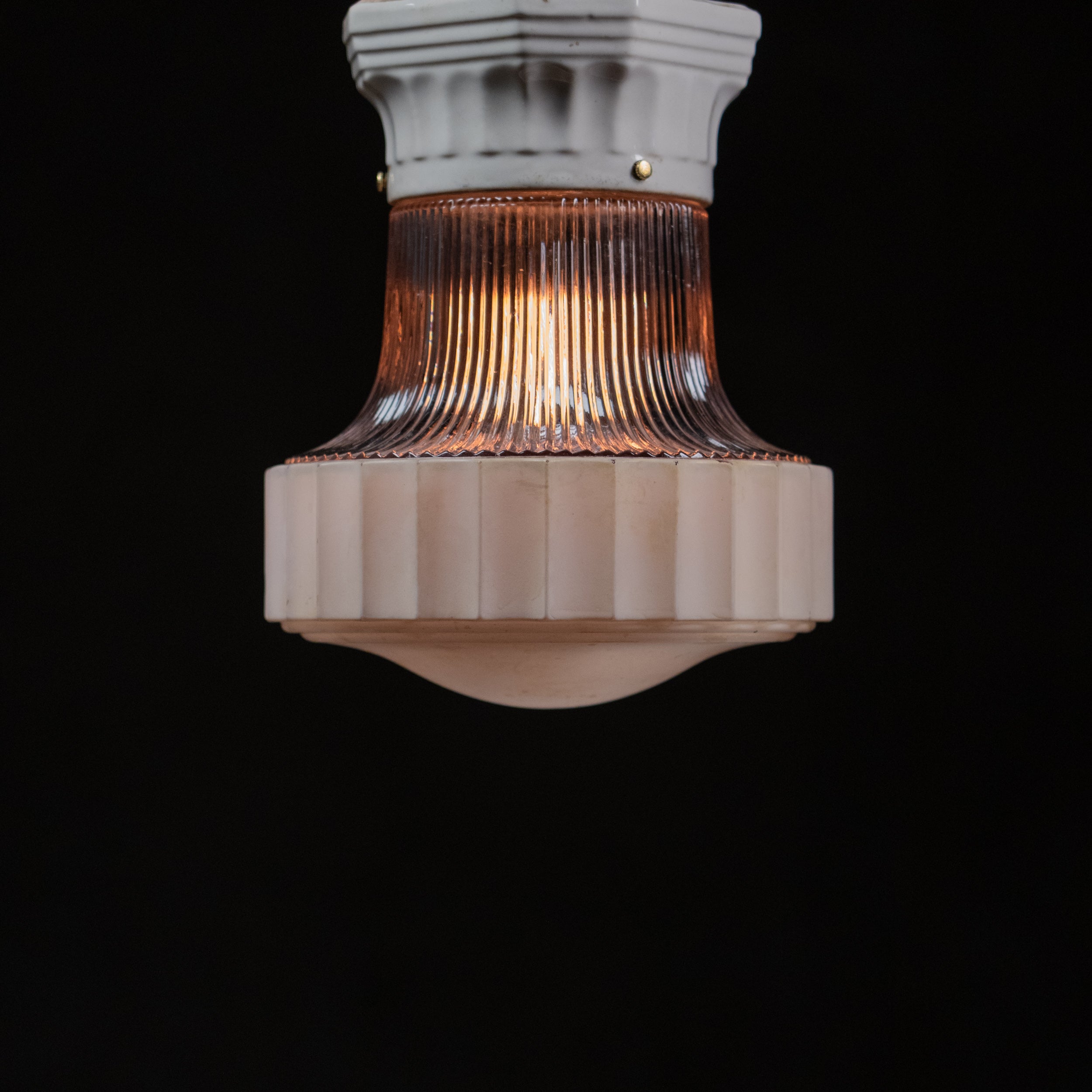 flush mount with porcelain fitter | Scott Landon Antiques and Interiors.