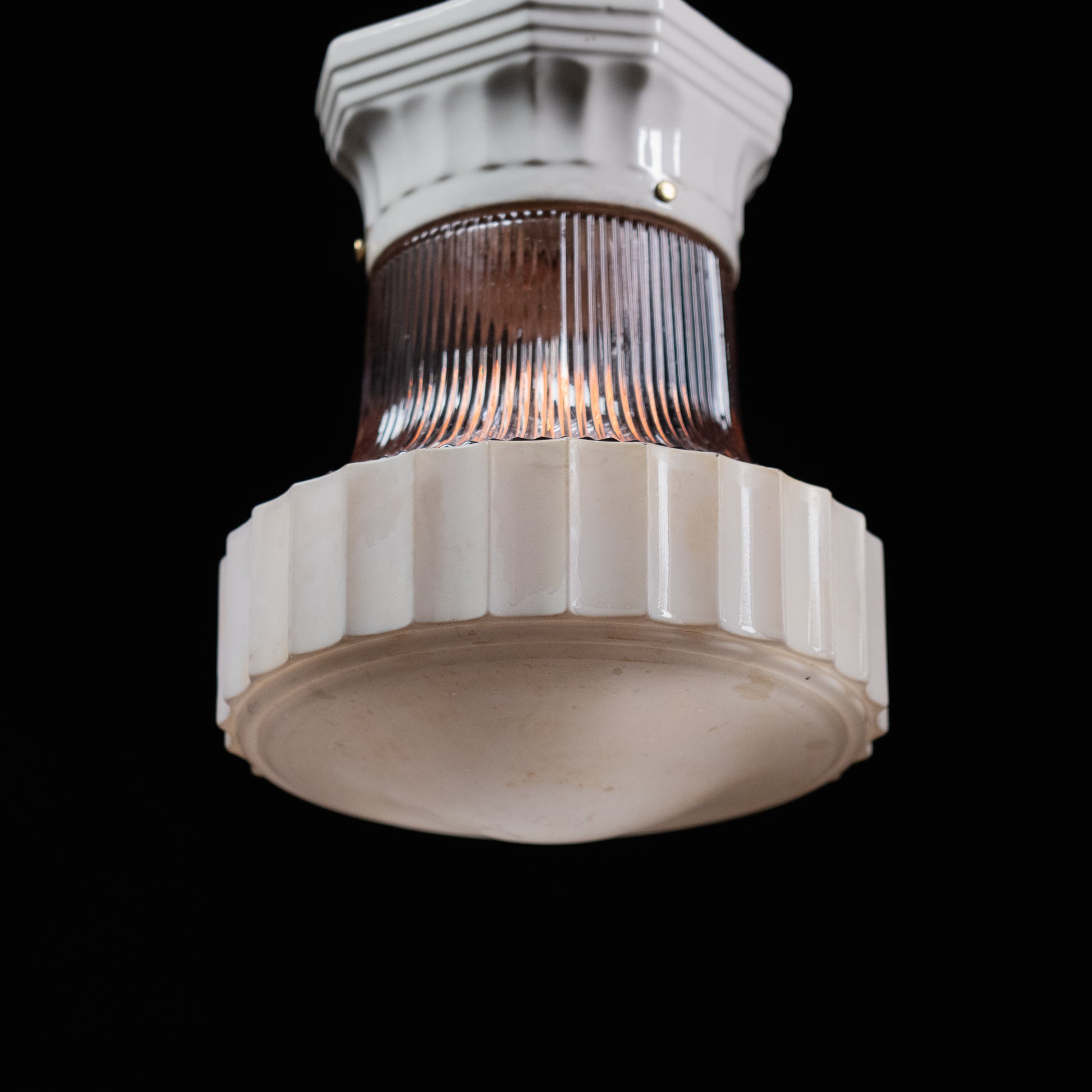 flush mount with porcelain fitter | Scott Landon Antiques and Interiors.