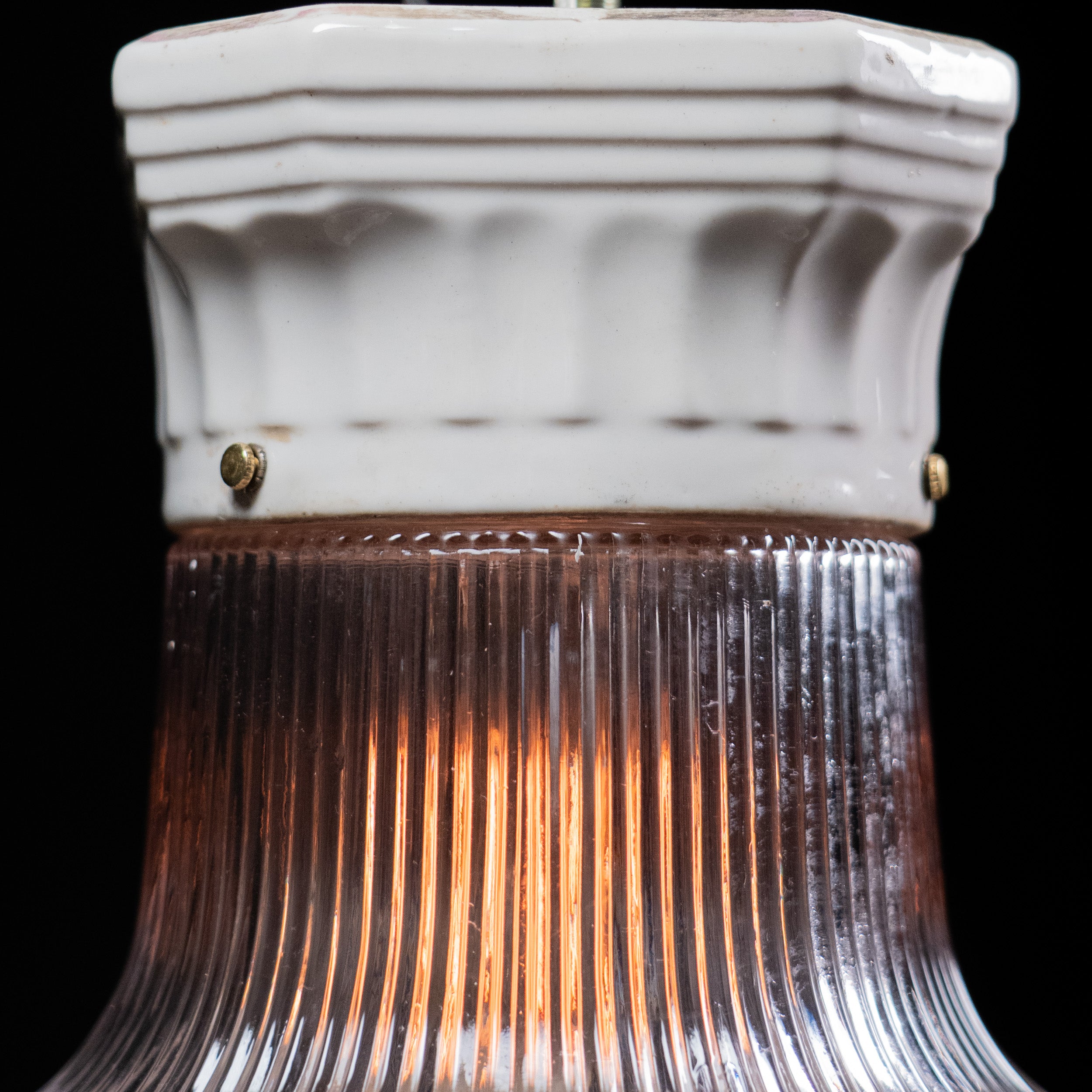 flush mount with porcelain fitter | Scott Landon Antiques and Interiors.