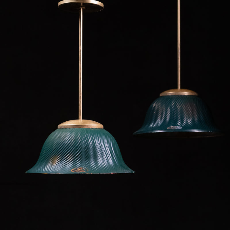 mercury shade brass pendants | Scott Landon Antiques and Interiors.