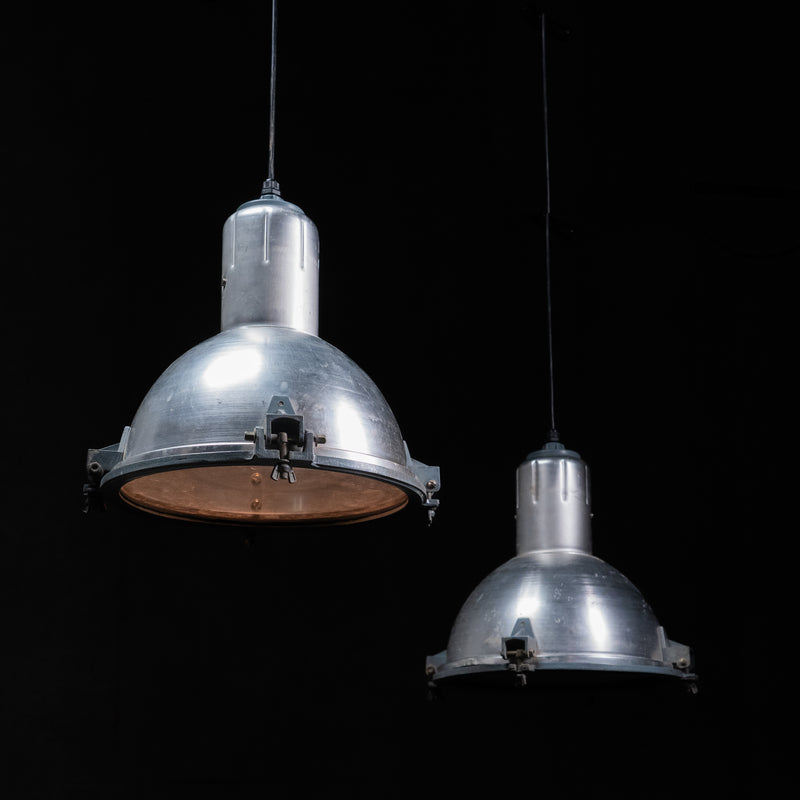 pair of industrial pendants | Scott Landon Antiques and Interiors.