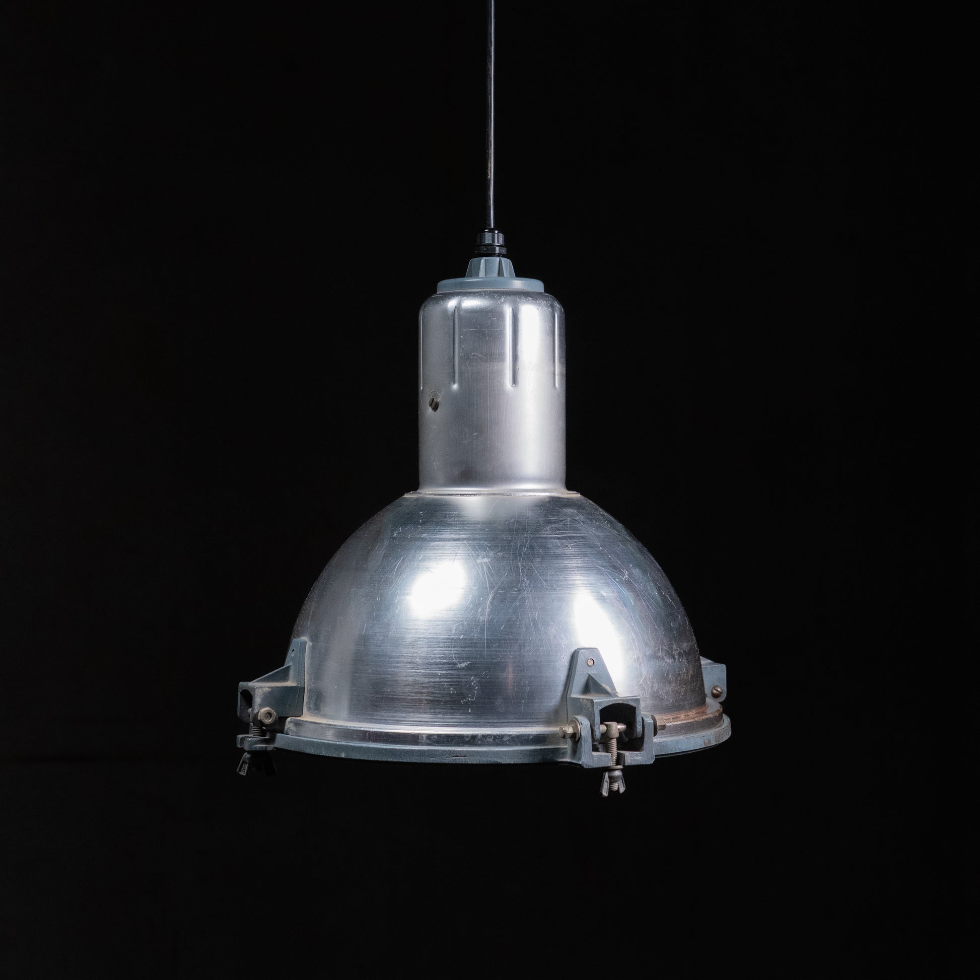 pair of industrial pendants | Scott Landon Antiques and Interiors.