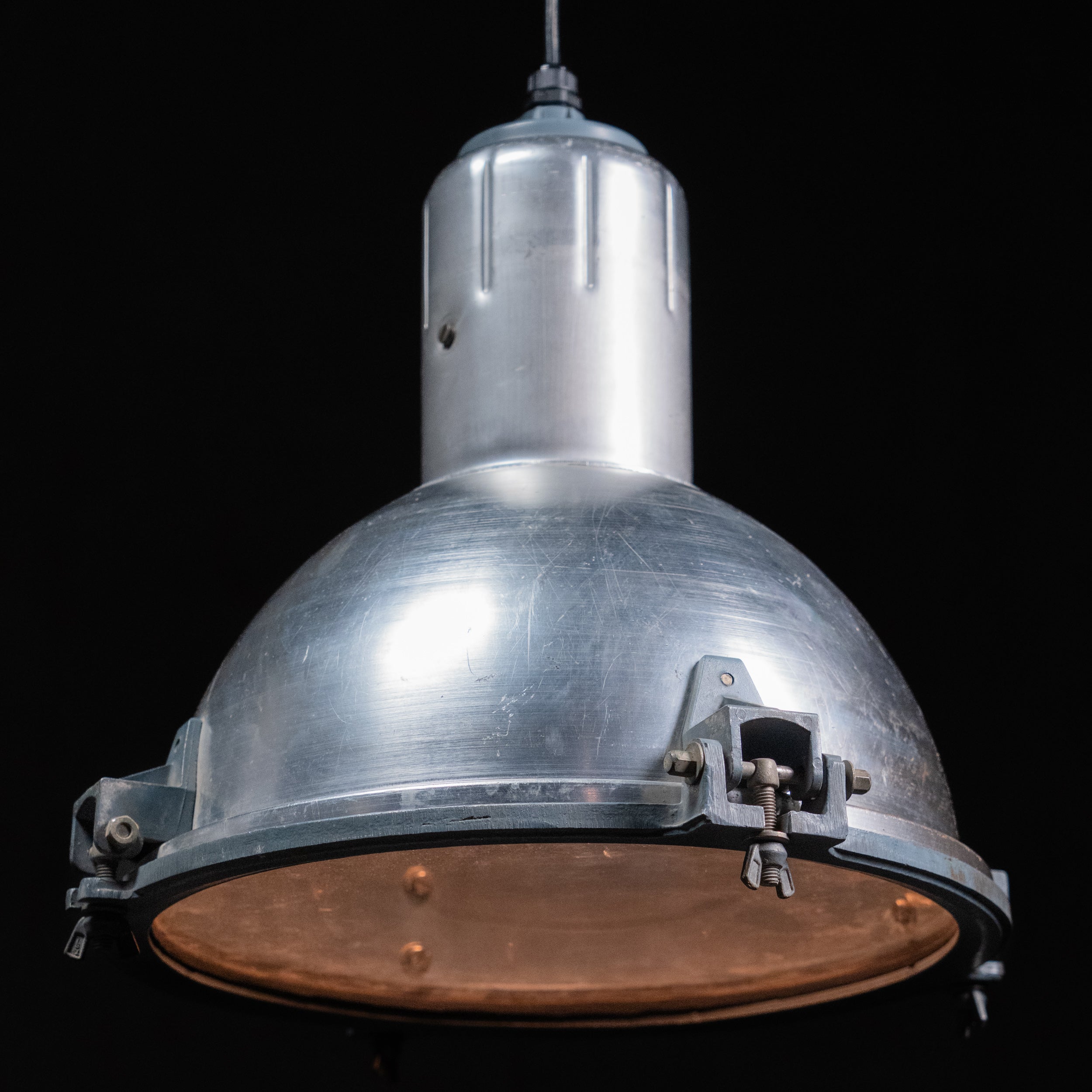 pair of industrial pendants | Scott Landon Antiques and Interiors.