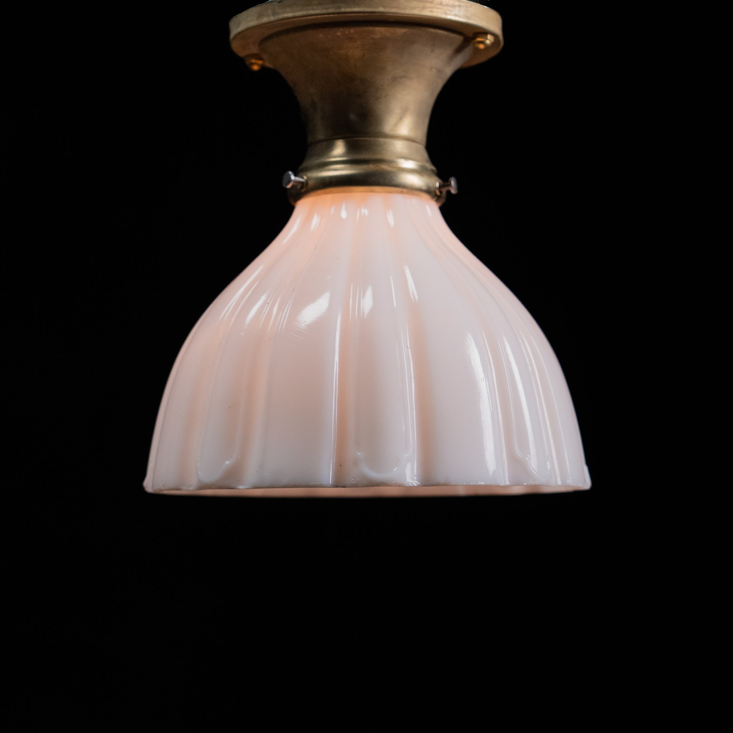 single brass flush mount | Scott Landon Antiques and Interiors.