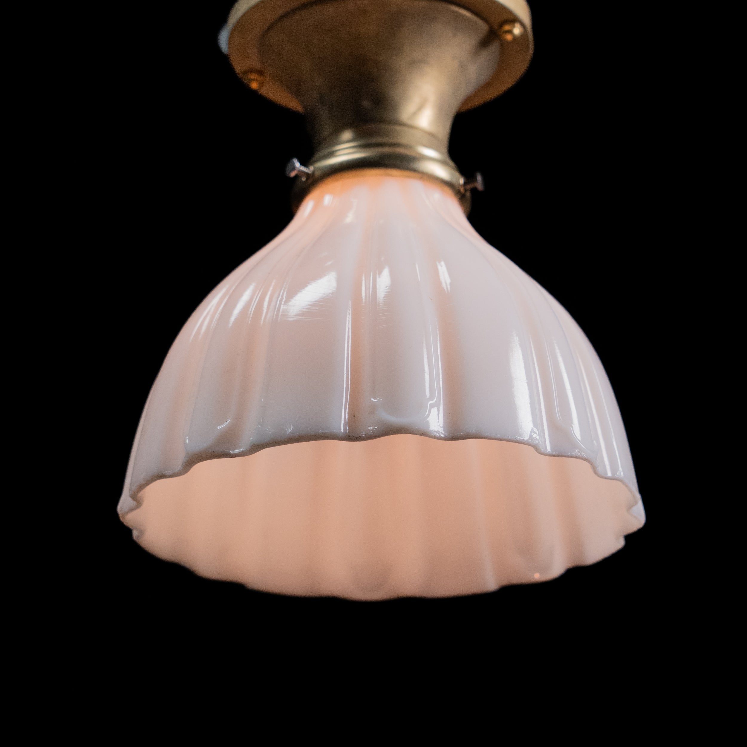 single brass flush mount | Scott Landon Antiques and Interiors.