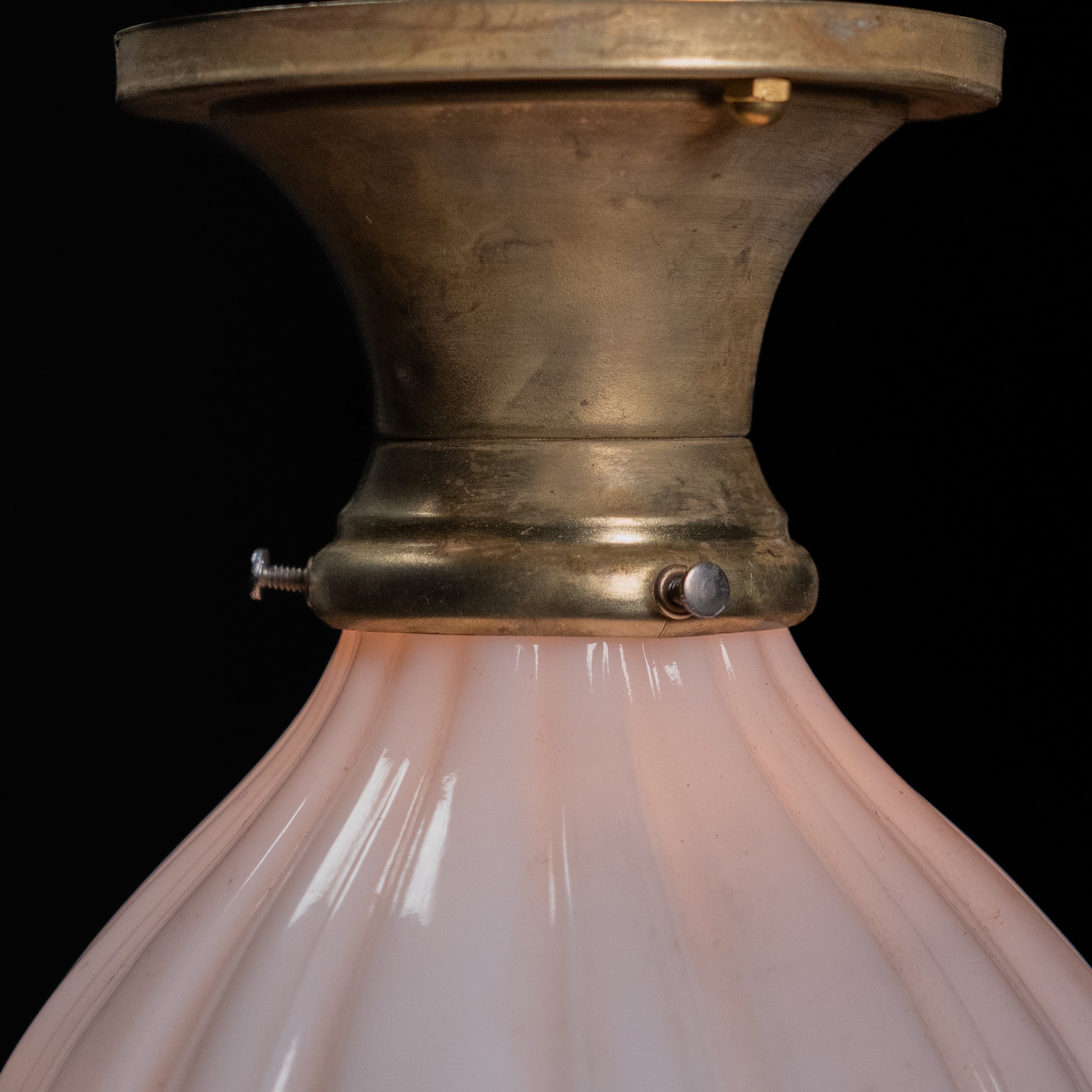 single brass flush mount | Scott Landon Antiques and Interiors.