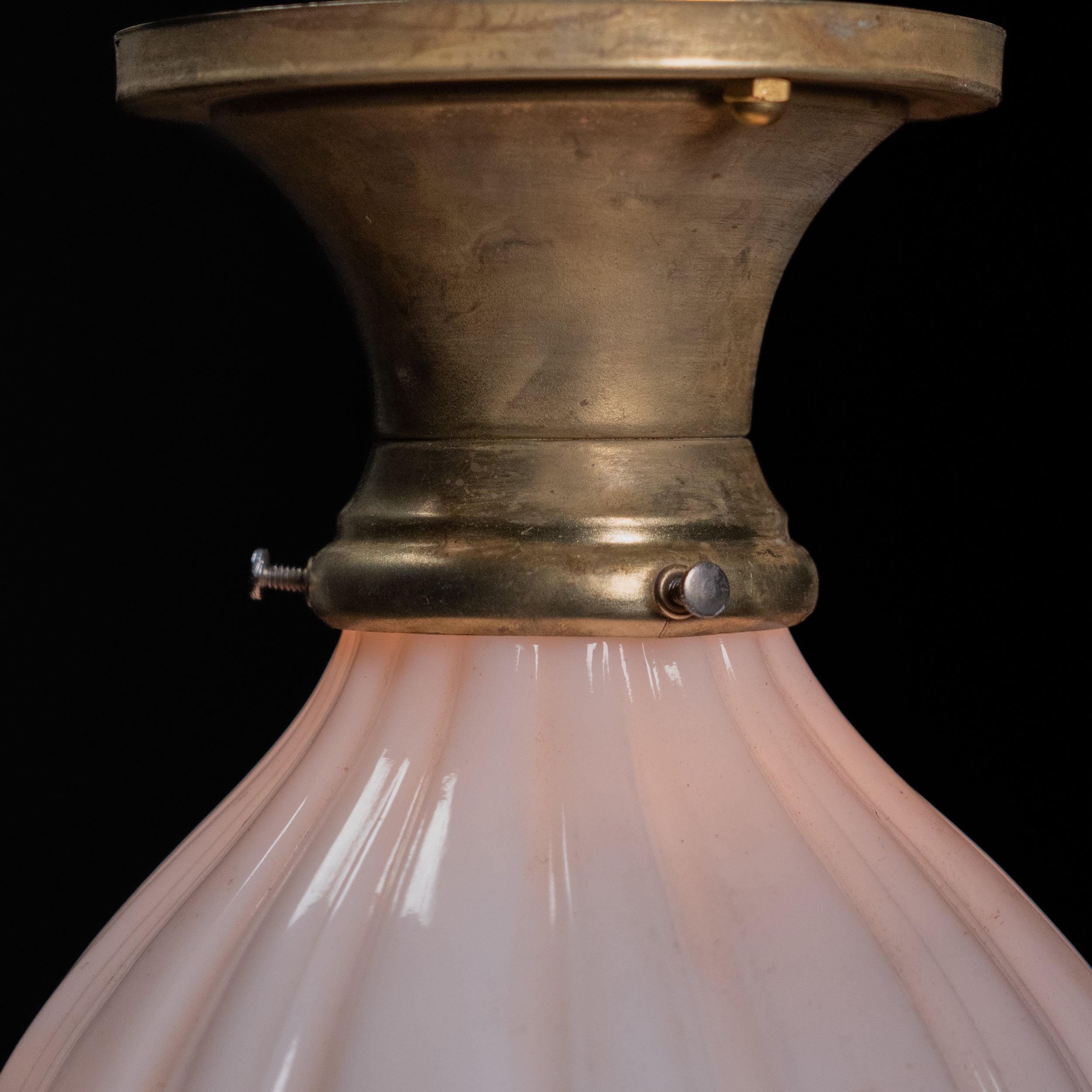 single brass flush mount | Scott Landon Antiques and Interiors.