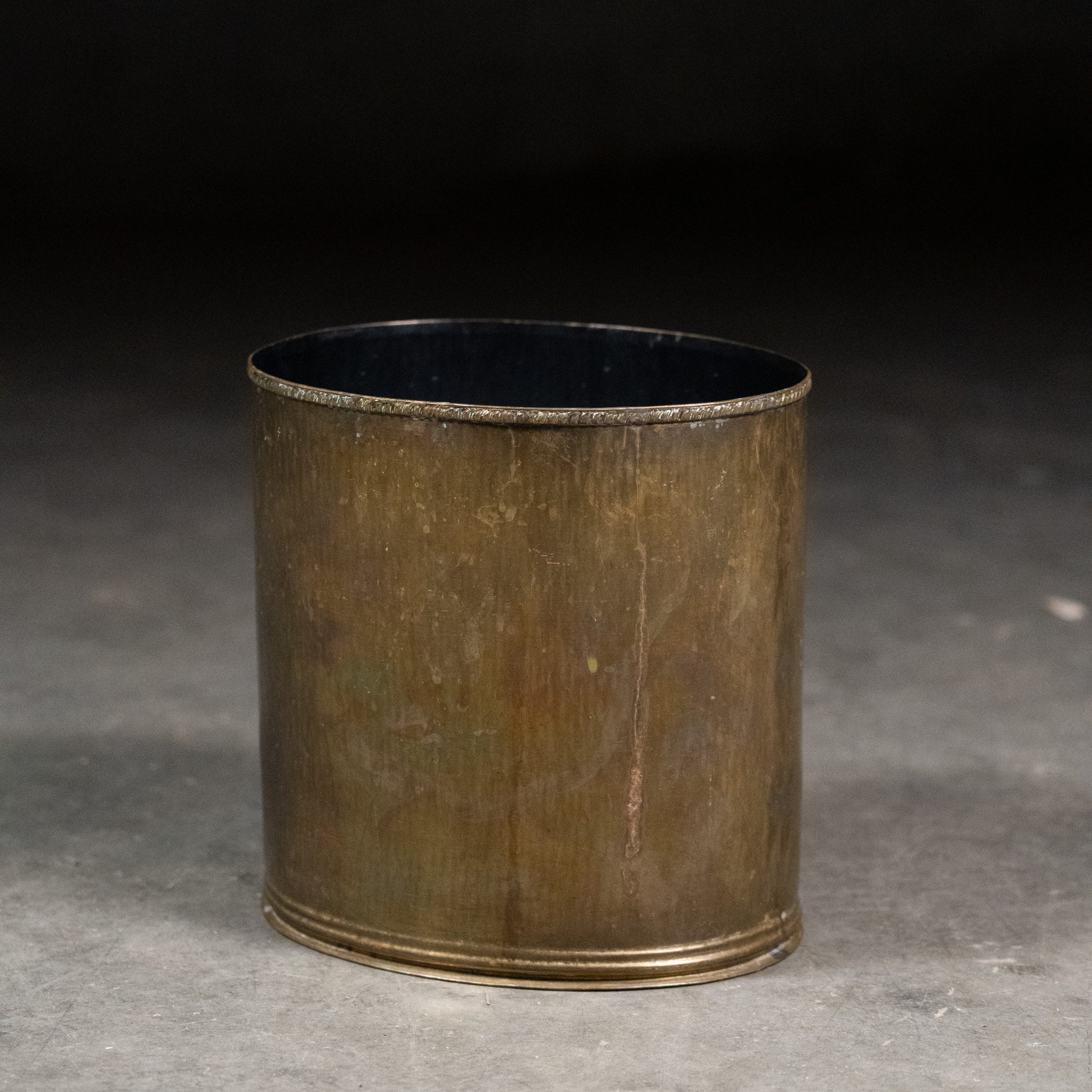 small brass garbage can | Scott Landon Antiques and Interiors.