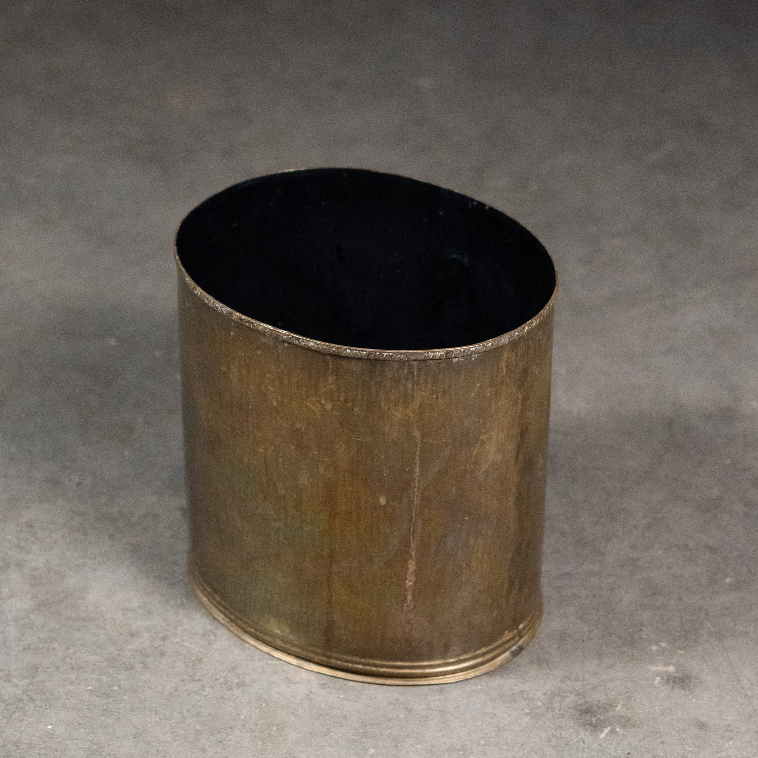 small brass garbage can | Scott Landon Antiques and Interiors.
