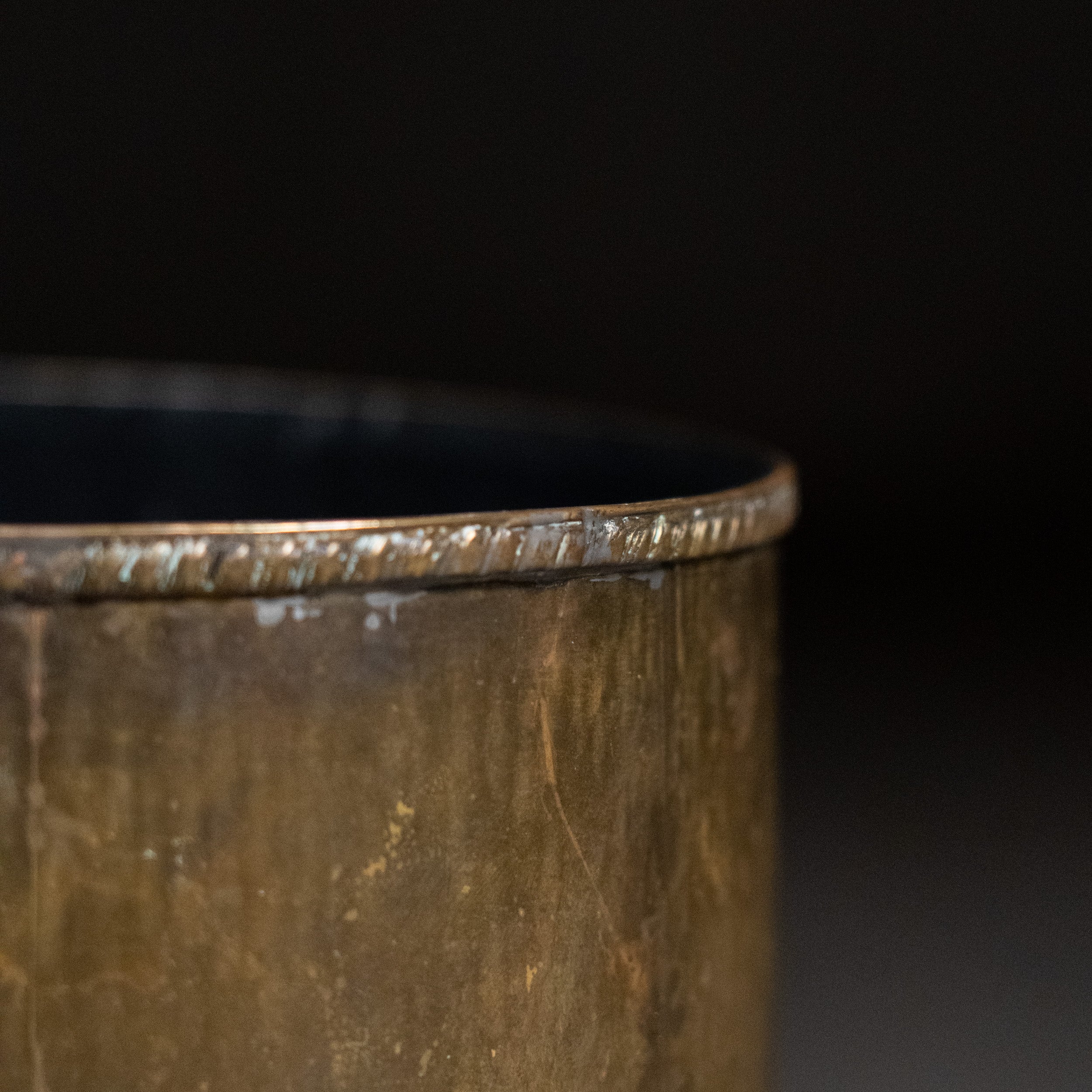 small brass garbage can | Scott Landon Antiques and Interiors.