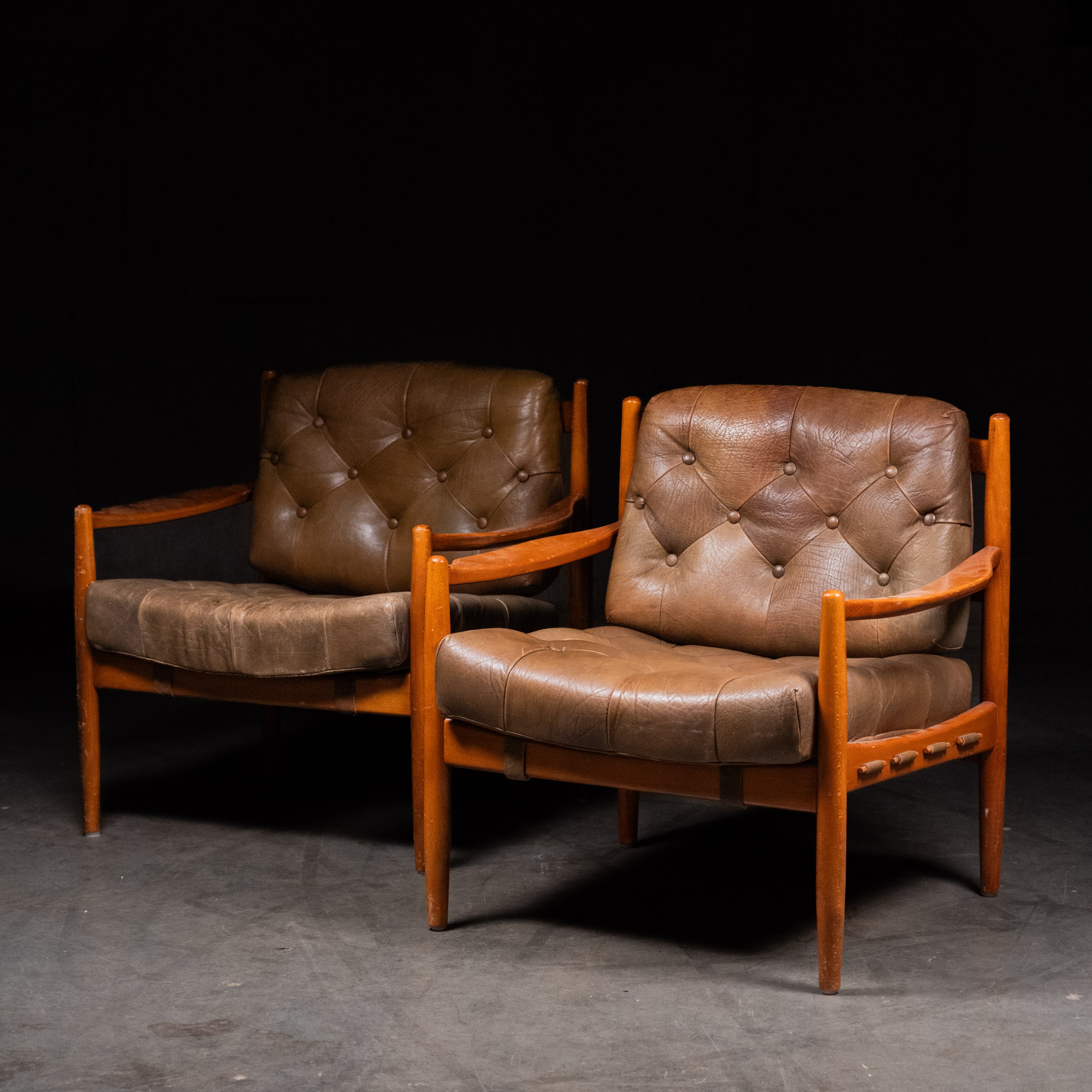 1960 Lacko Leather Tufted Chairs by Ingemar Thillmark