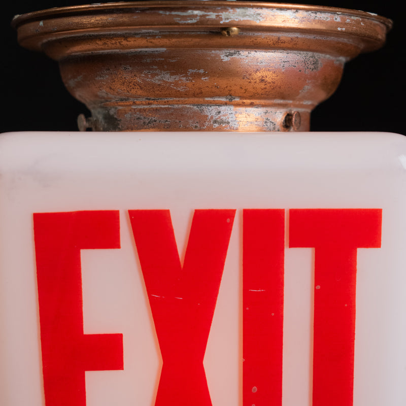 copper exit light flush mount | Scott Landon Antiques and Interiors.