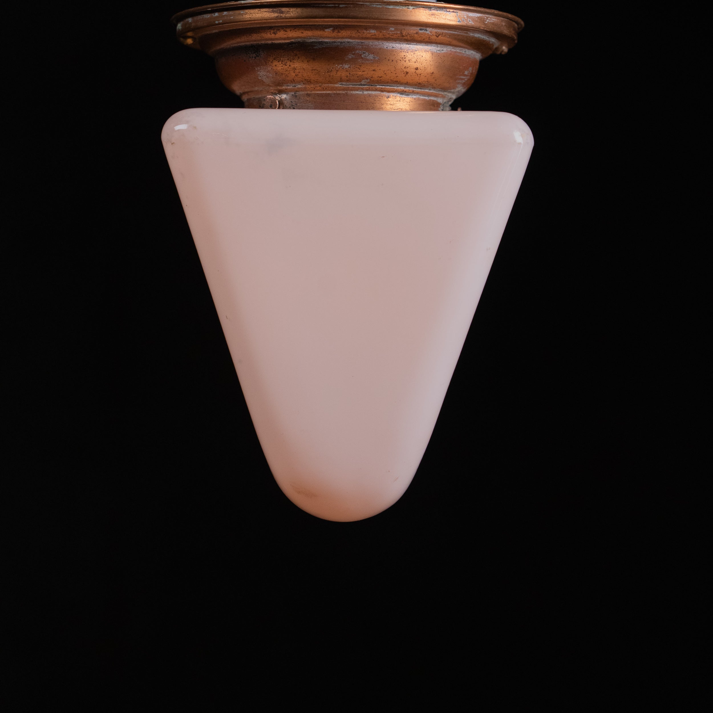copper exit light flush mount | Scott Landon Antiques and Interiors.