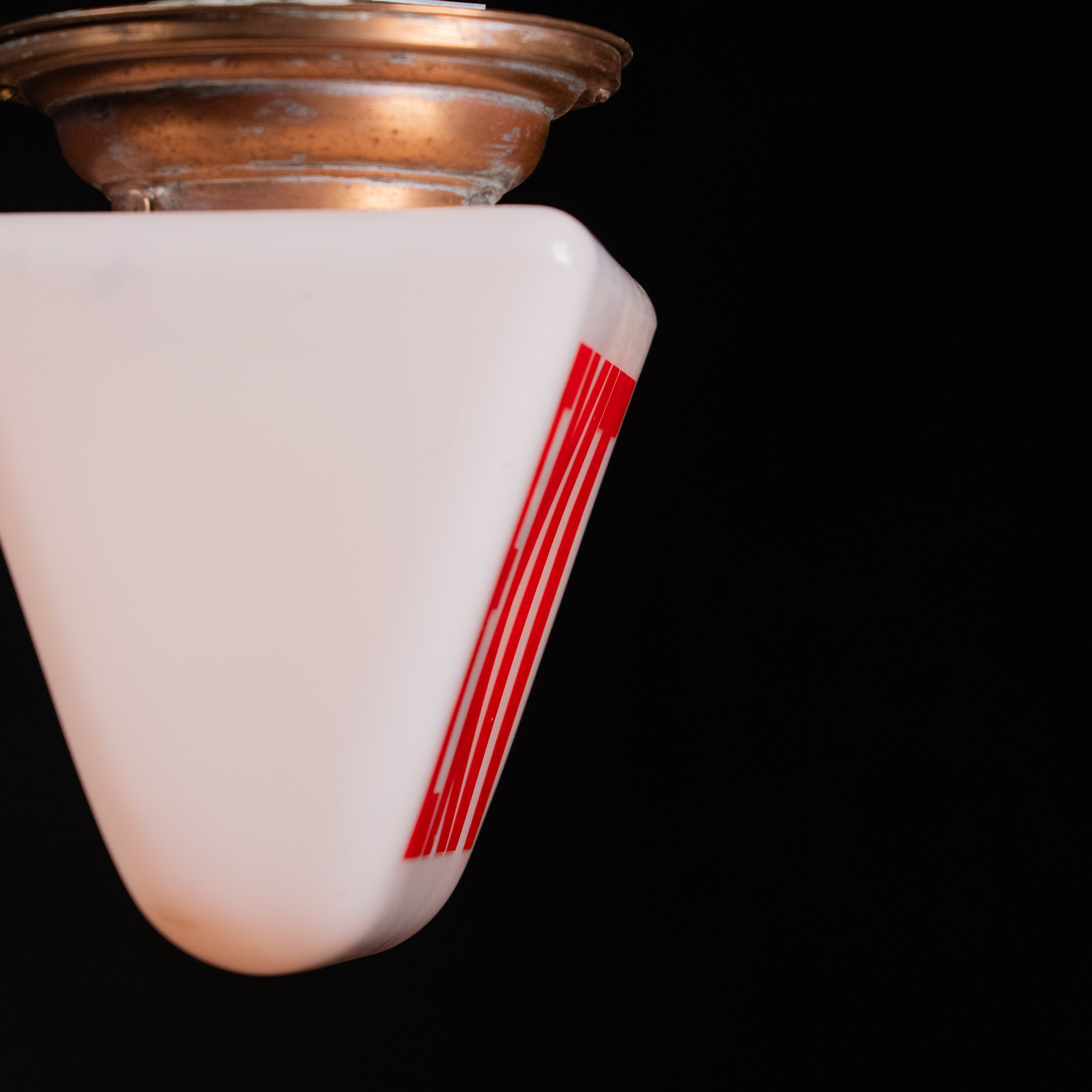 copper exit light flush mount | Scott Landon Antiques and Interiors.