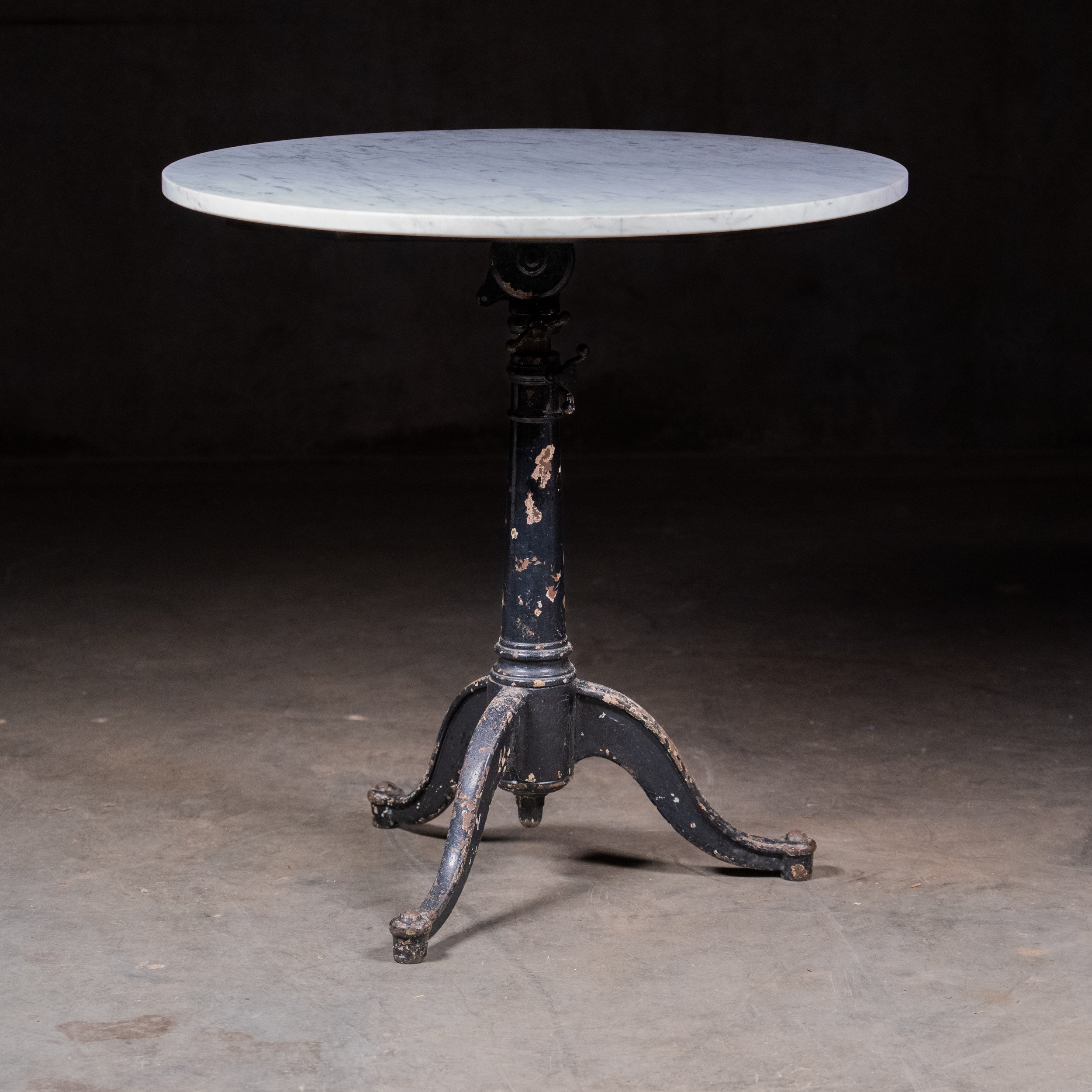 1920 Industrial Bistro Table with Marble Top