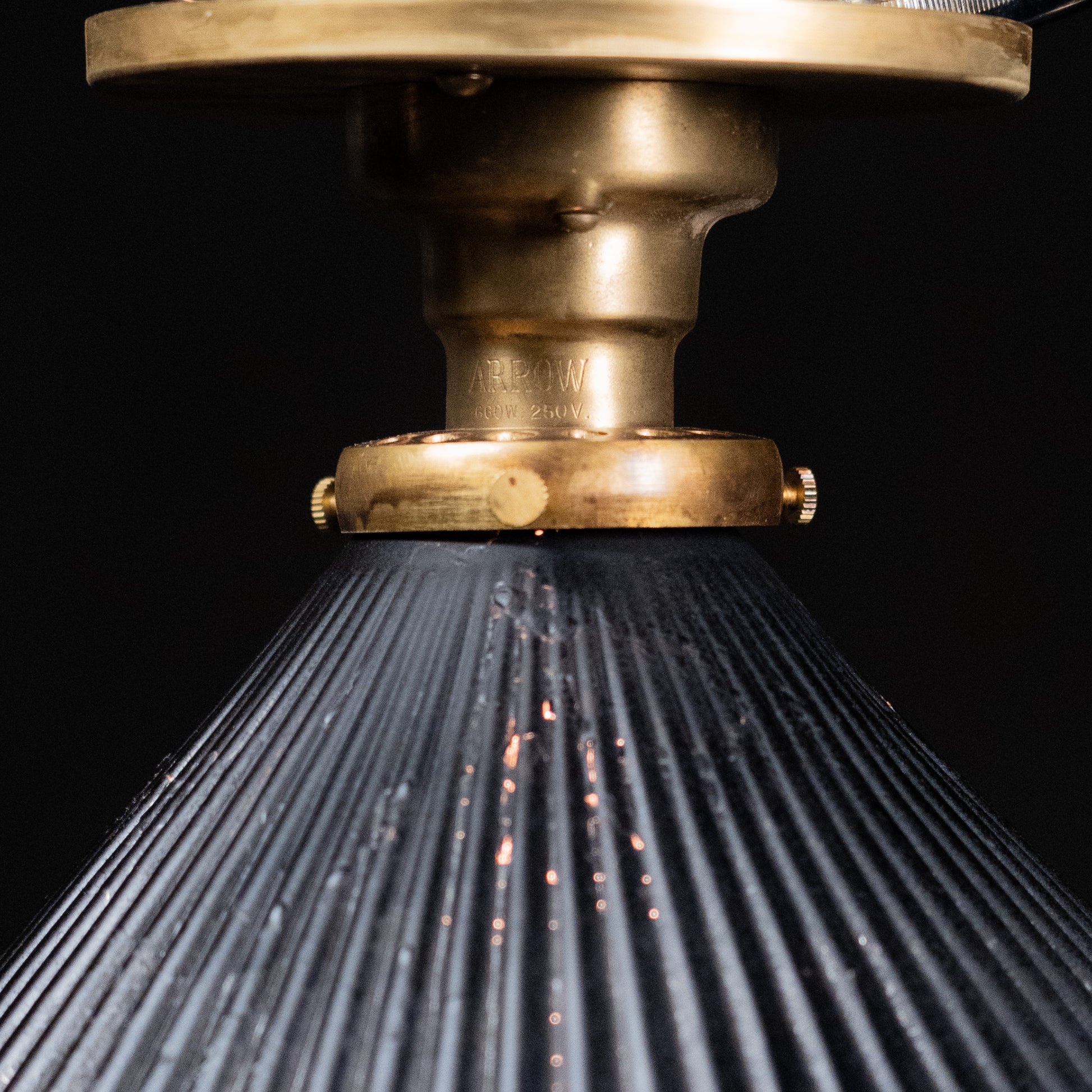 brass mercury shade flush mount | Scott Landon Antiques and Interiors.