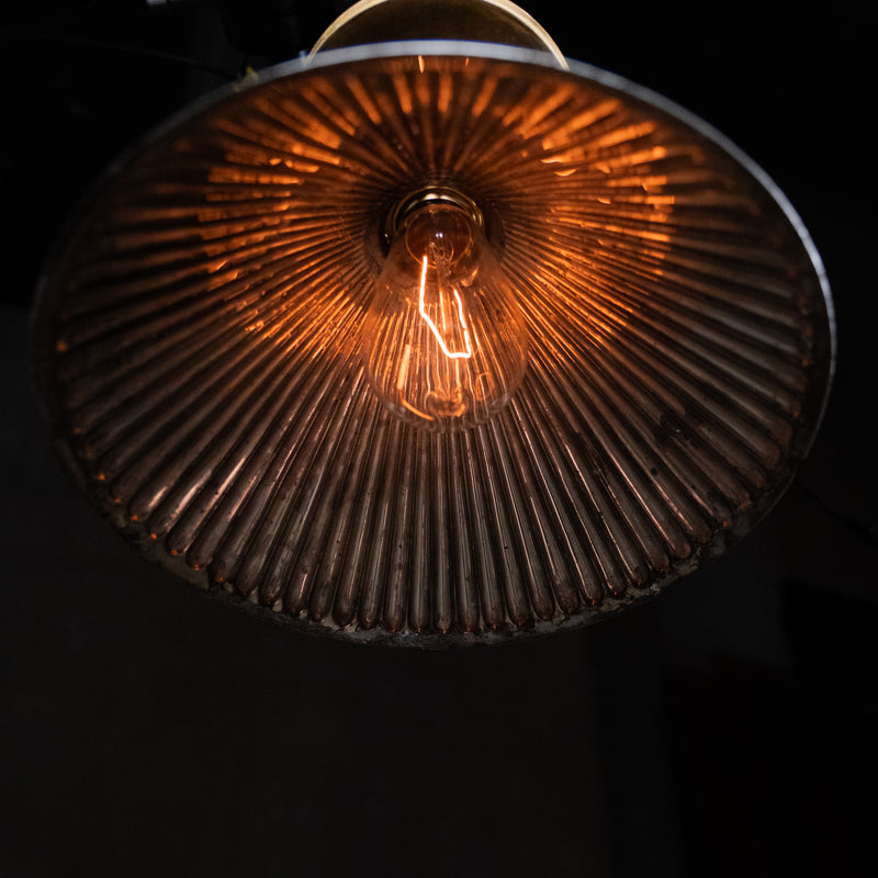 brass mercury shade flush mount | Scott Landon Antiques and Interiors.