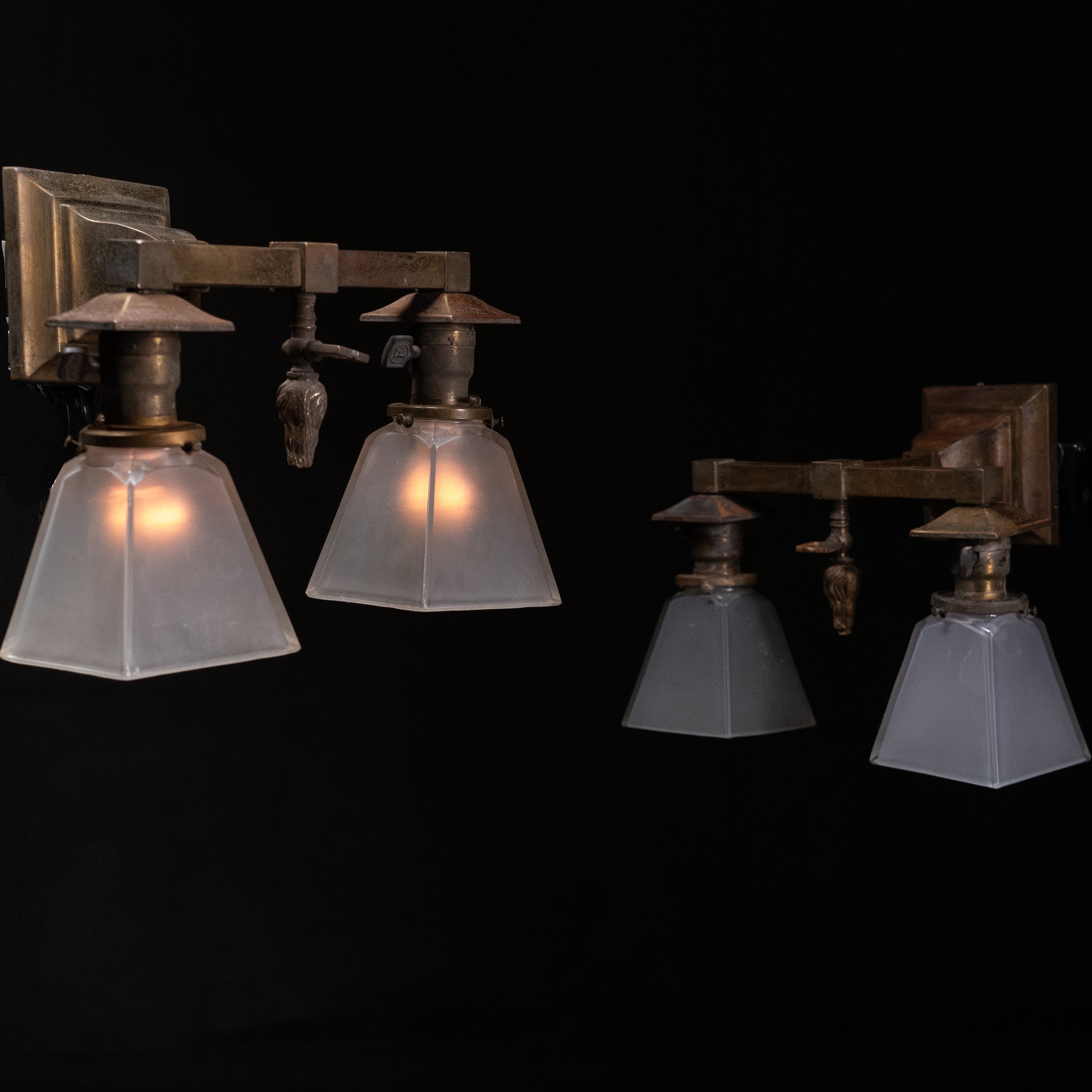 1920 Mission Style Brass Wall Sconce Lights