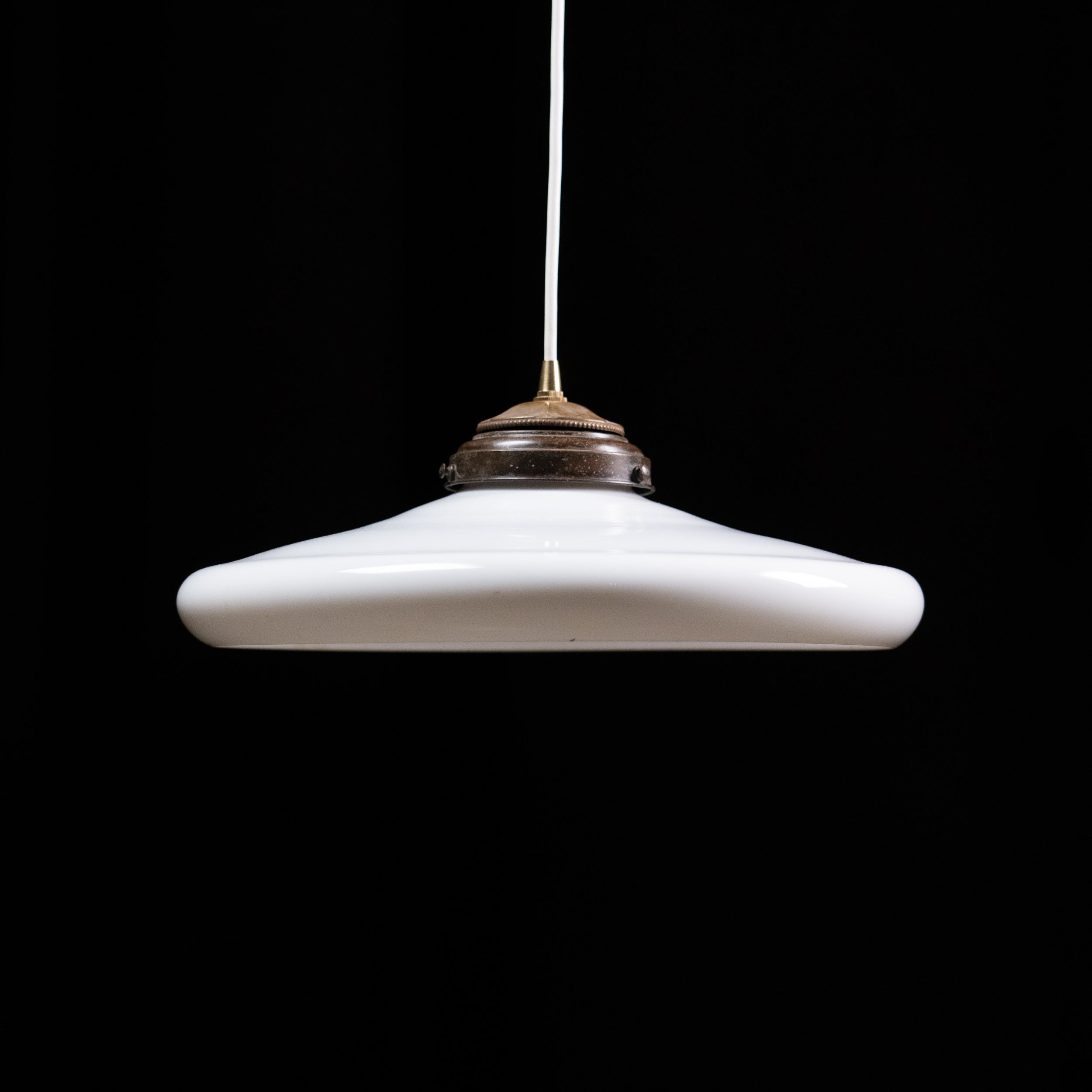1920 Large Milk Glass Saucer Pendant Light