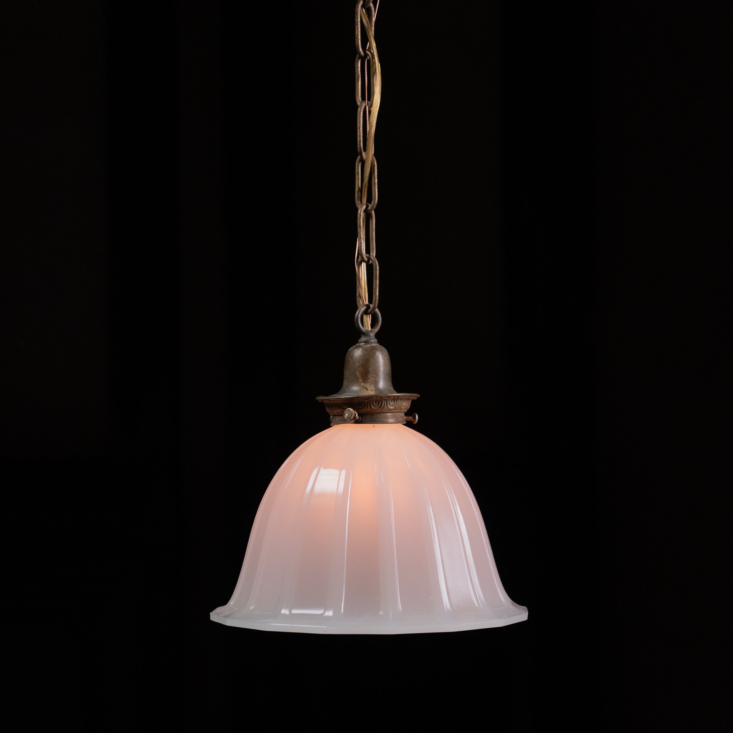 1920 Large Pressed Glass Pendant Light