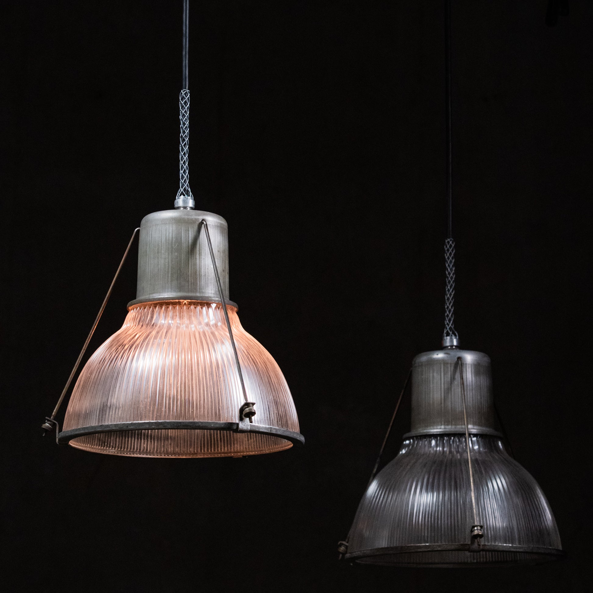 holophane pendants | Scott Landon Antiques and Interiors.
