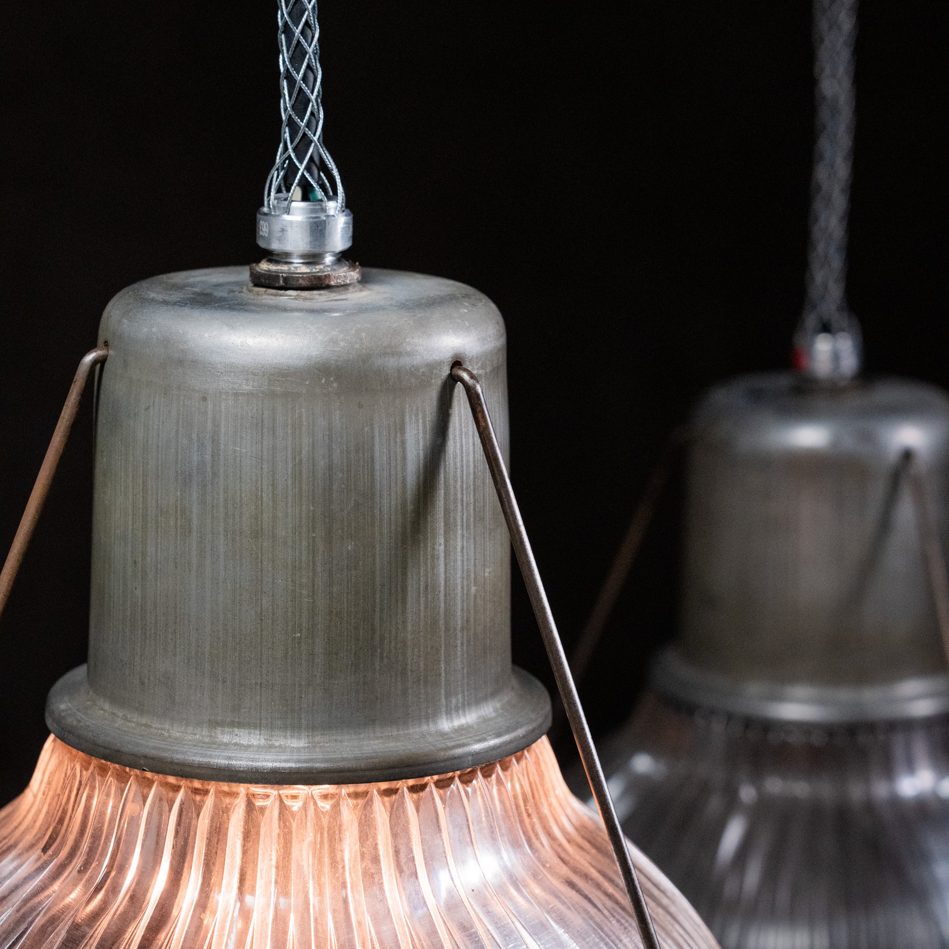 holophane pendants | Scott Landon Antiques and Interiors.