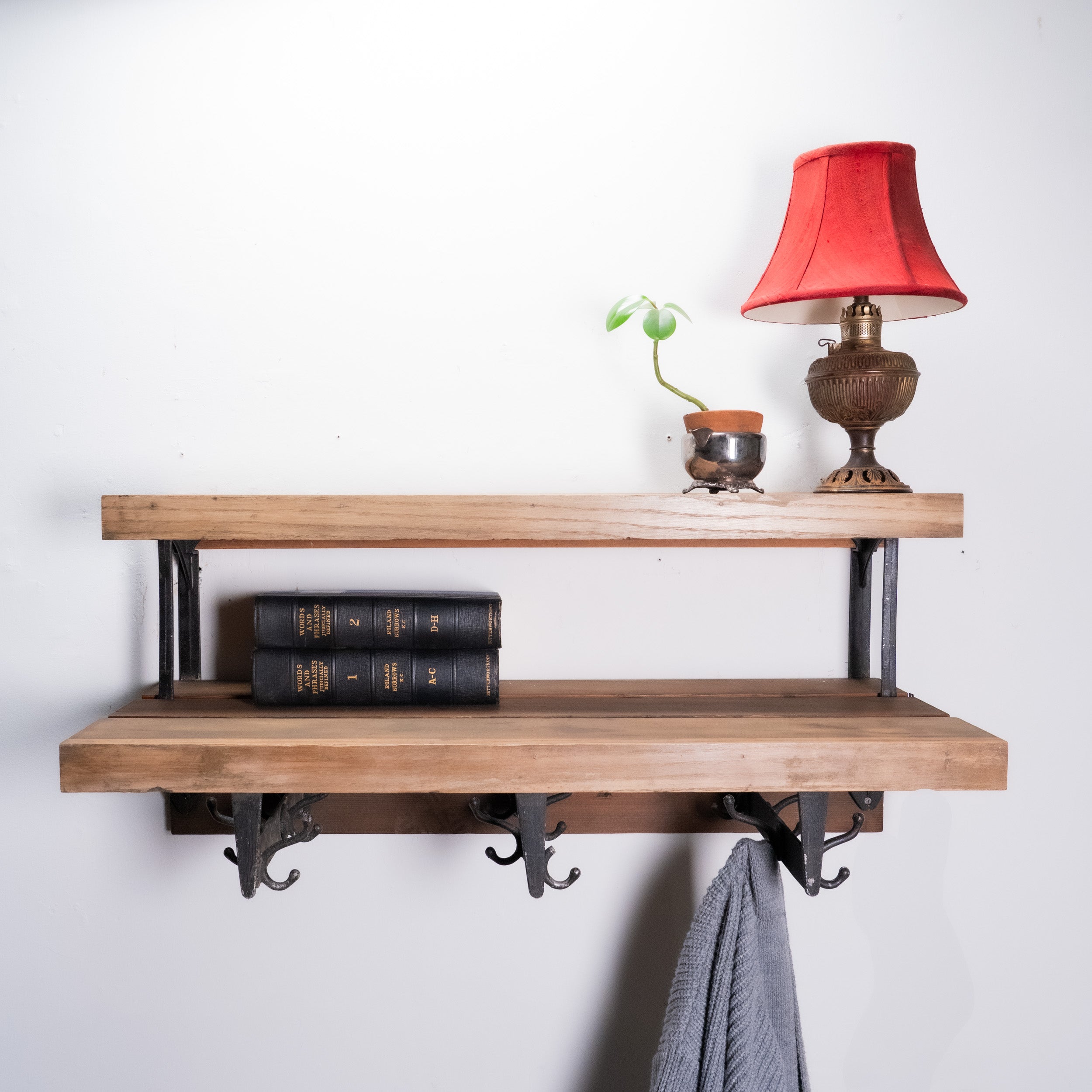 1940 Wooden Coat Rack Shelf Unit