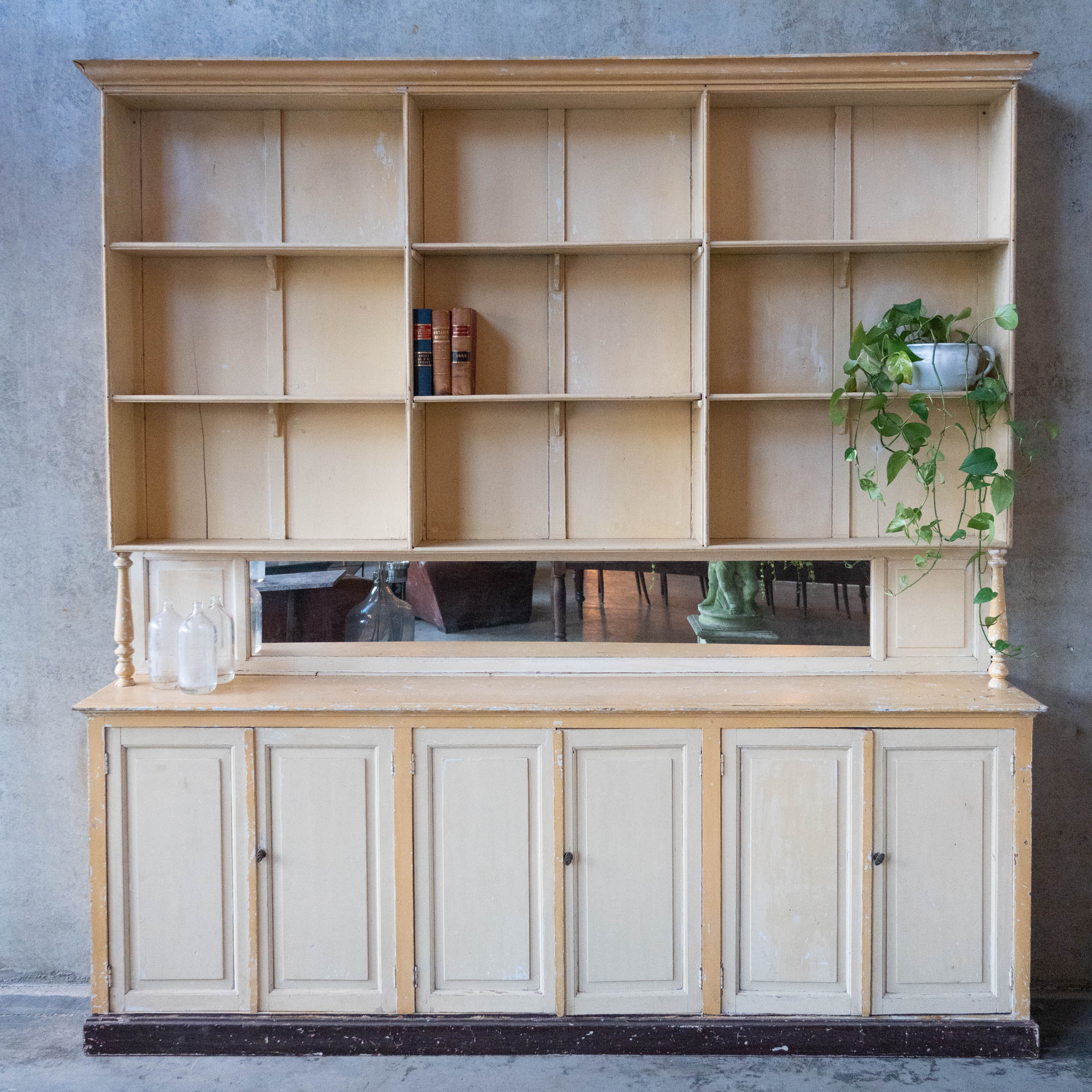 1870-80 Large French Bakery Mercantile Display Cabinet