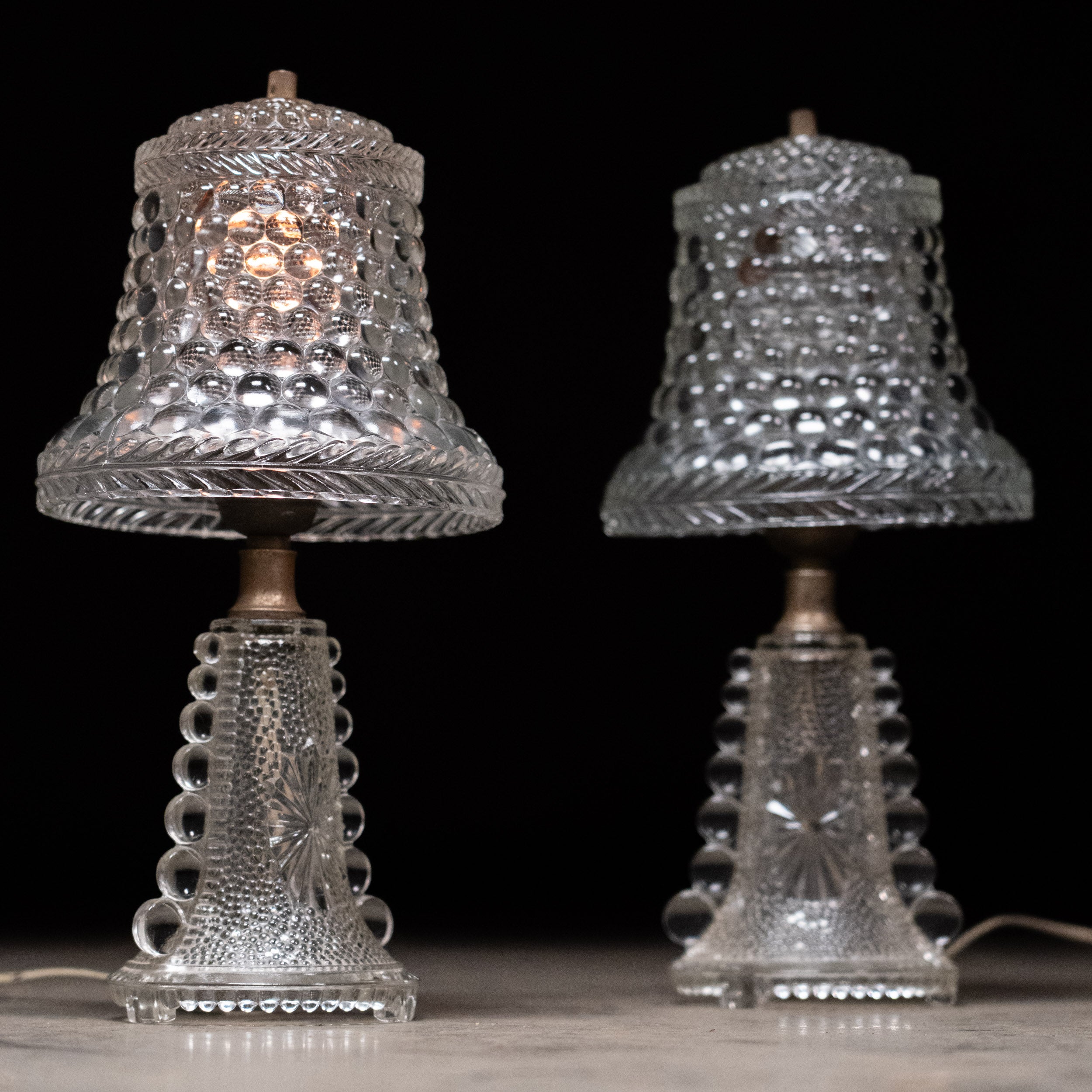 1920 Pair of Small Glass Boudoir Lamps