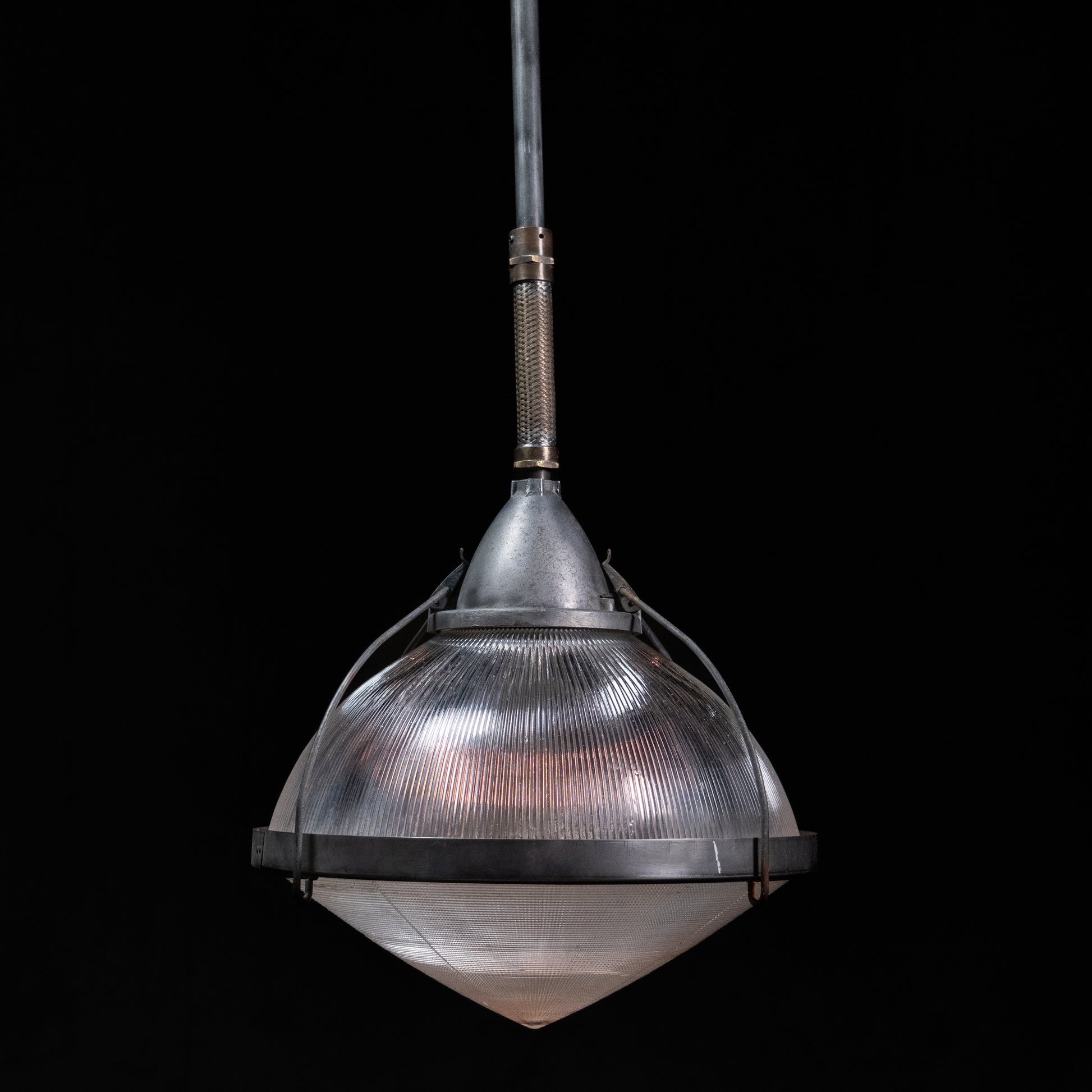 acorn holophanes with brass details | Scott Landon Antiques and Interiors.