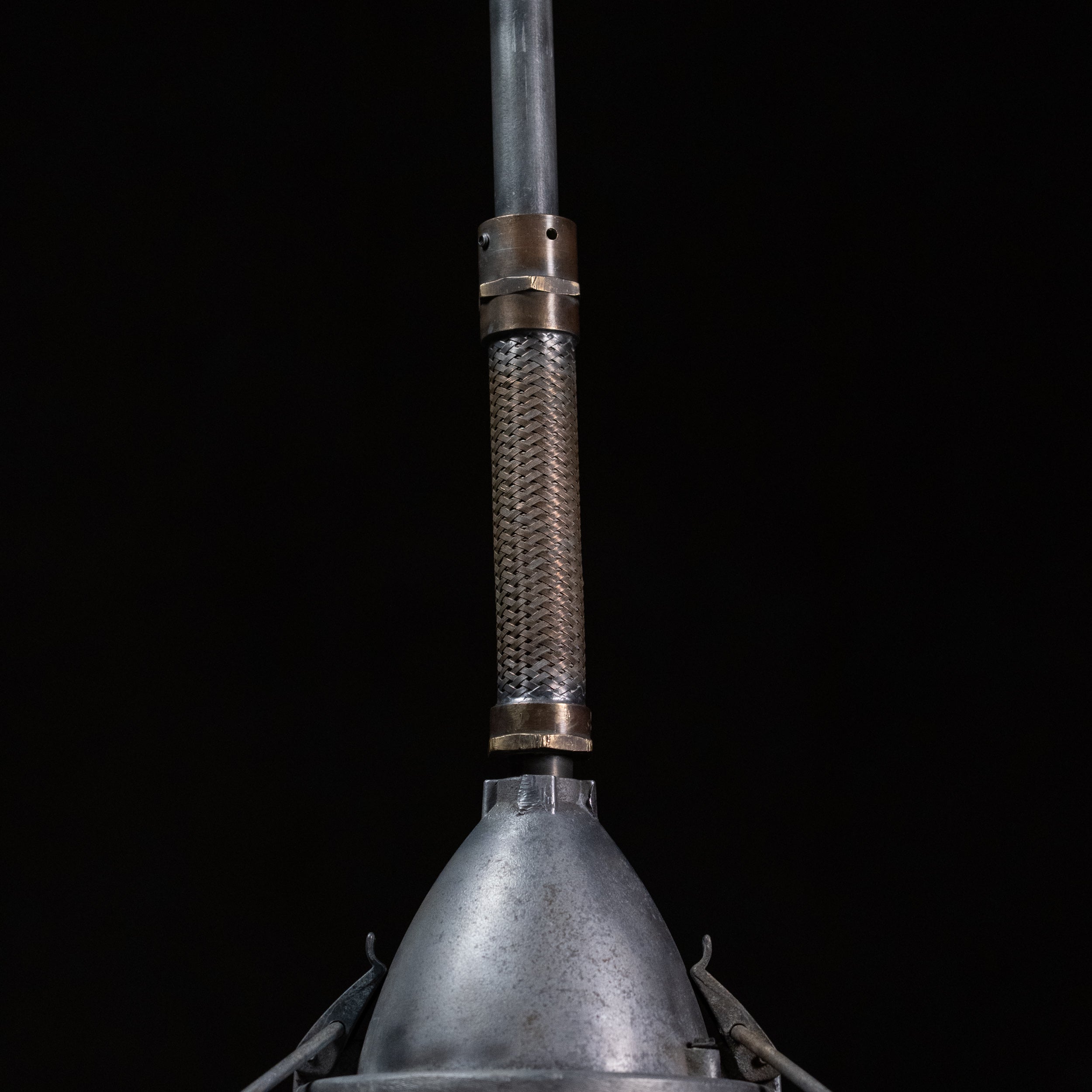 acorn holophanes with brass details | Scott Landon Antiques and Interiors.