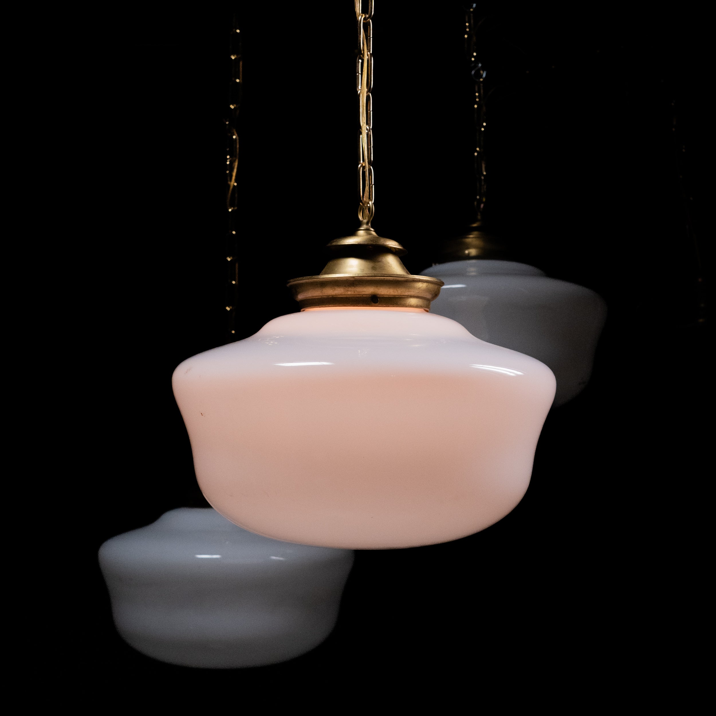 1920 Large Milk Glass Pendant Lights