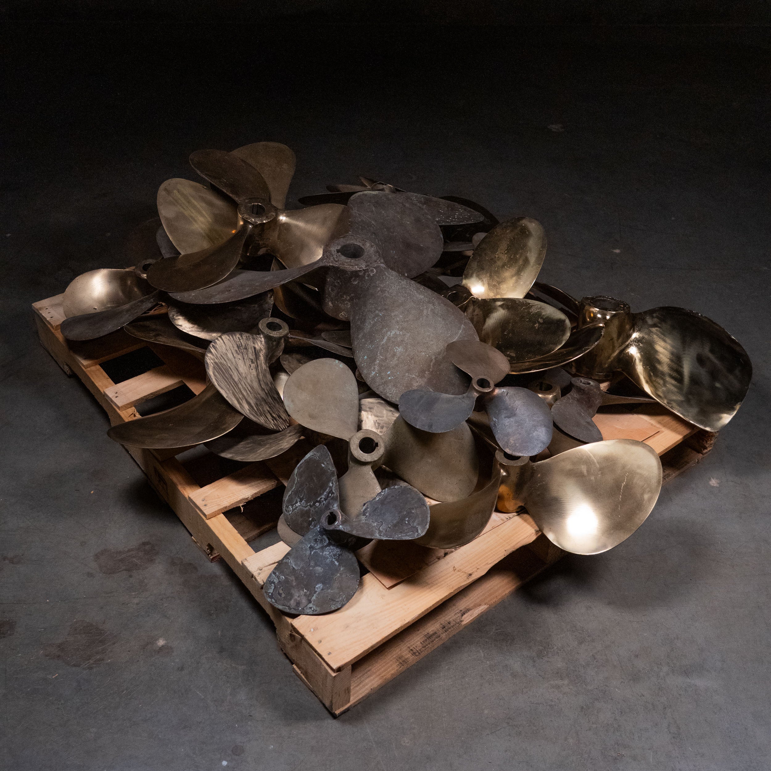 Stash of vintage solid brass boat propellers