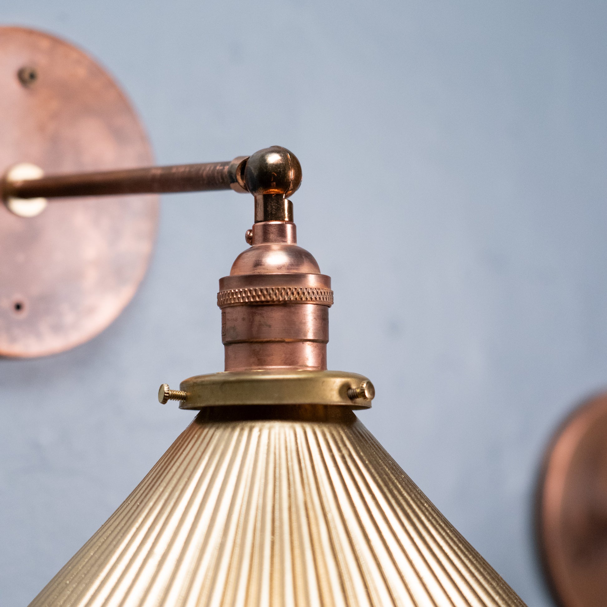 brass mercury shade sconces | Scott Landon Antiques and Interiors.