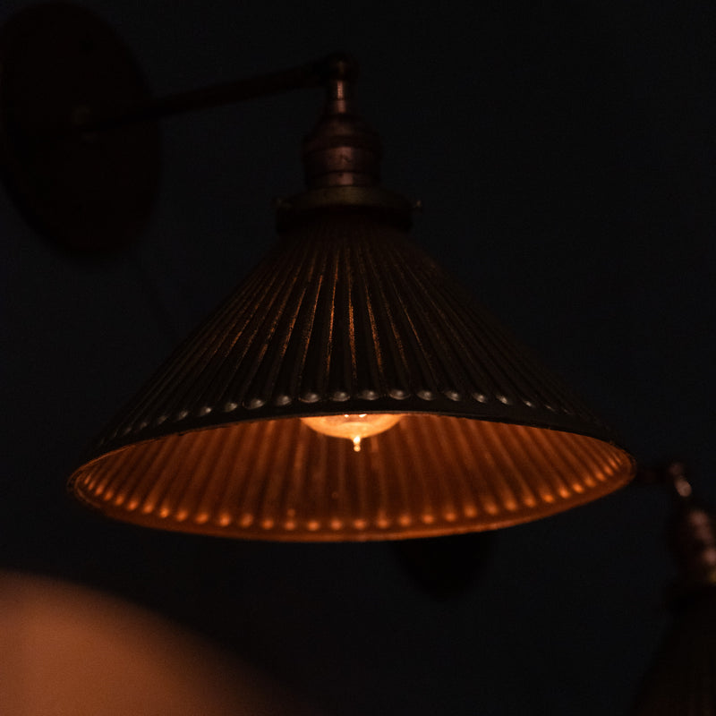 brass mercury shade sconces | Scott Landon Antiques and Interiors.