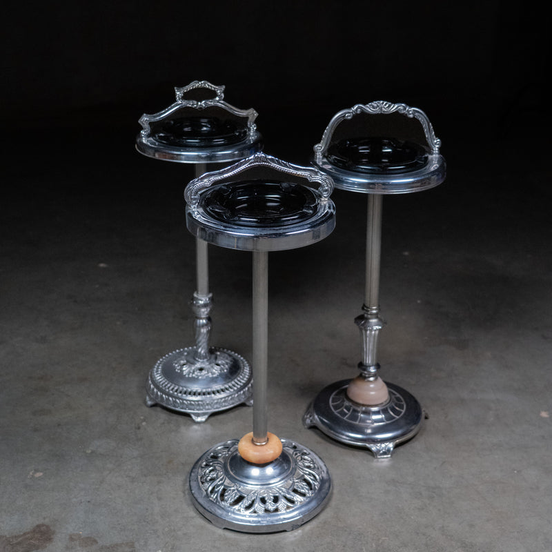  Art Deco floor standing ashtray with black glass insert and cast metal base c.1930 | Scott Landon Antiques and Interiors.