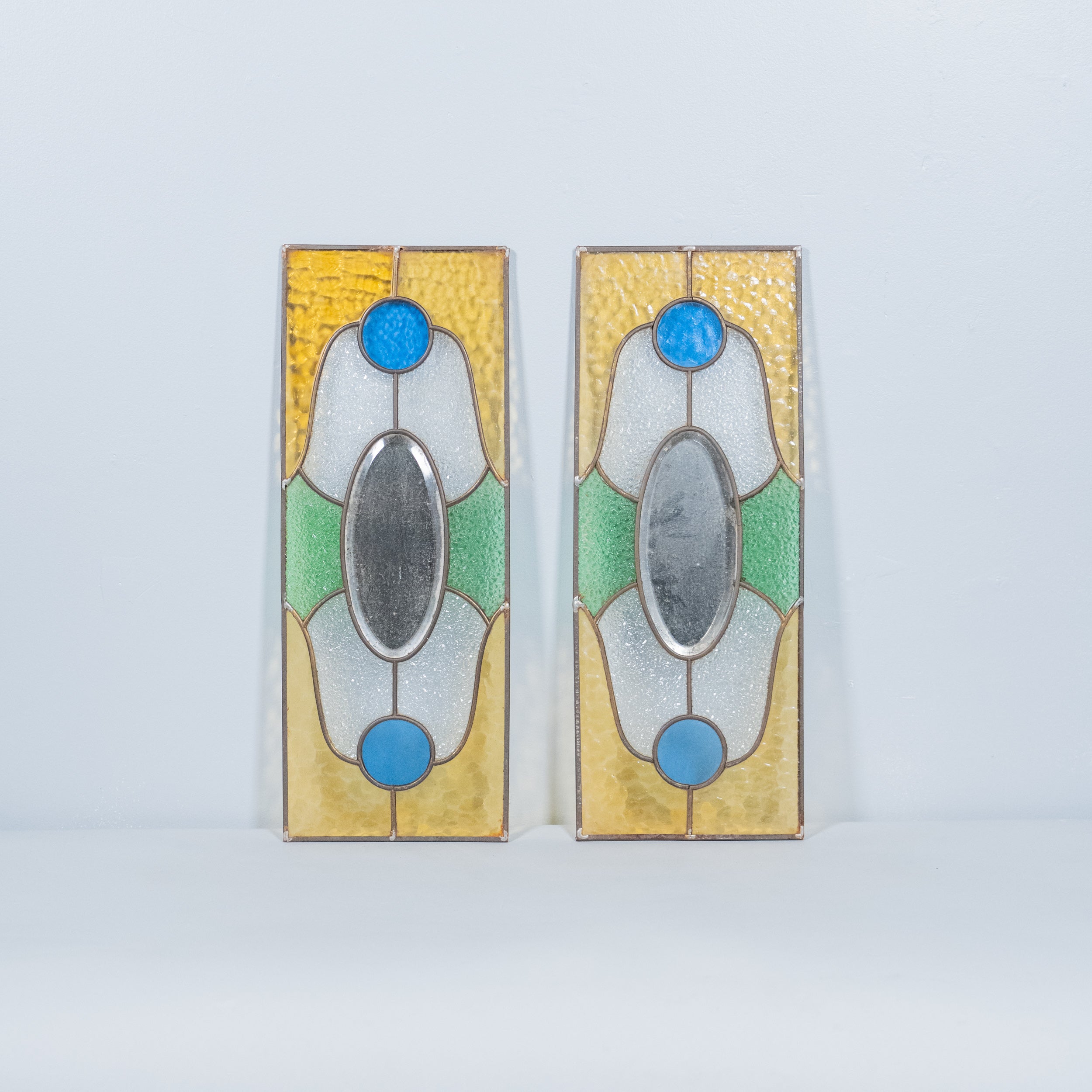 pair of stain glass windows | Scott Landon Antiques and Interiors.