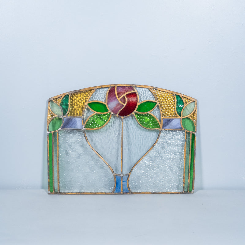 pair of brass stain glass windows | Scott Landon Antiques and Interiors.