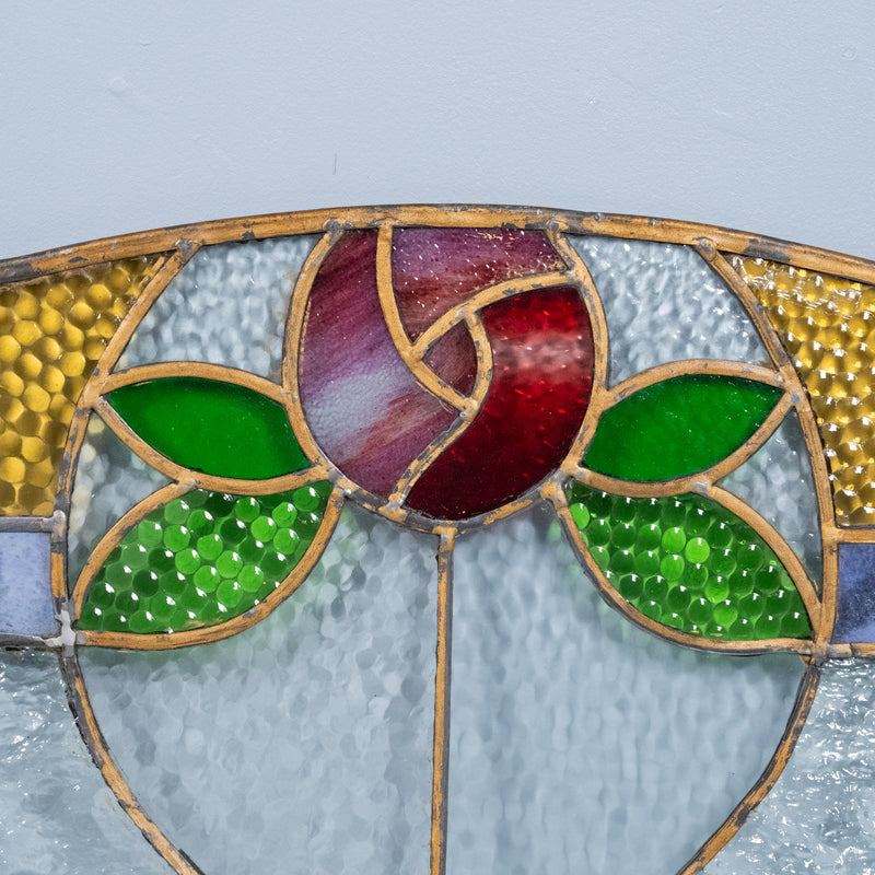 pair of brass stain glass windows | Scott Landon Antiques and Interiors.