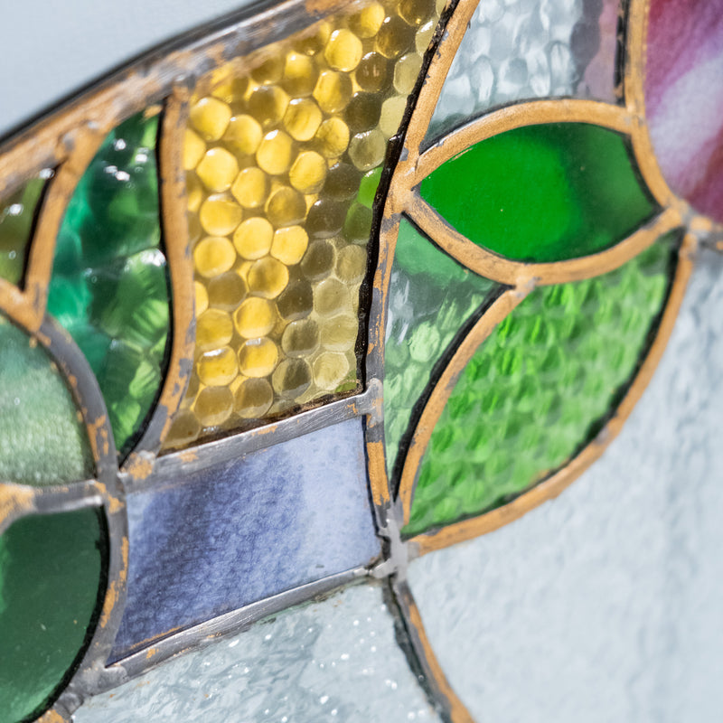 pair of brass stain glass windows | Scott Landon Antiques and Interiors.