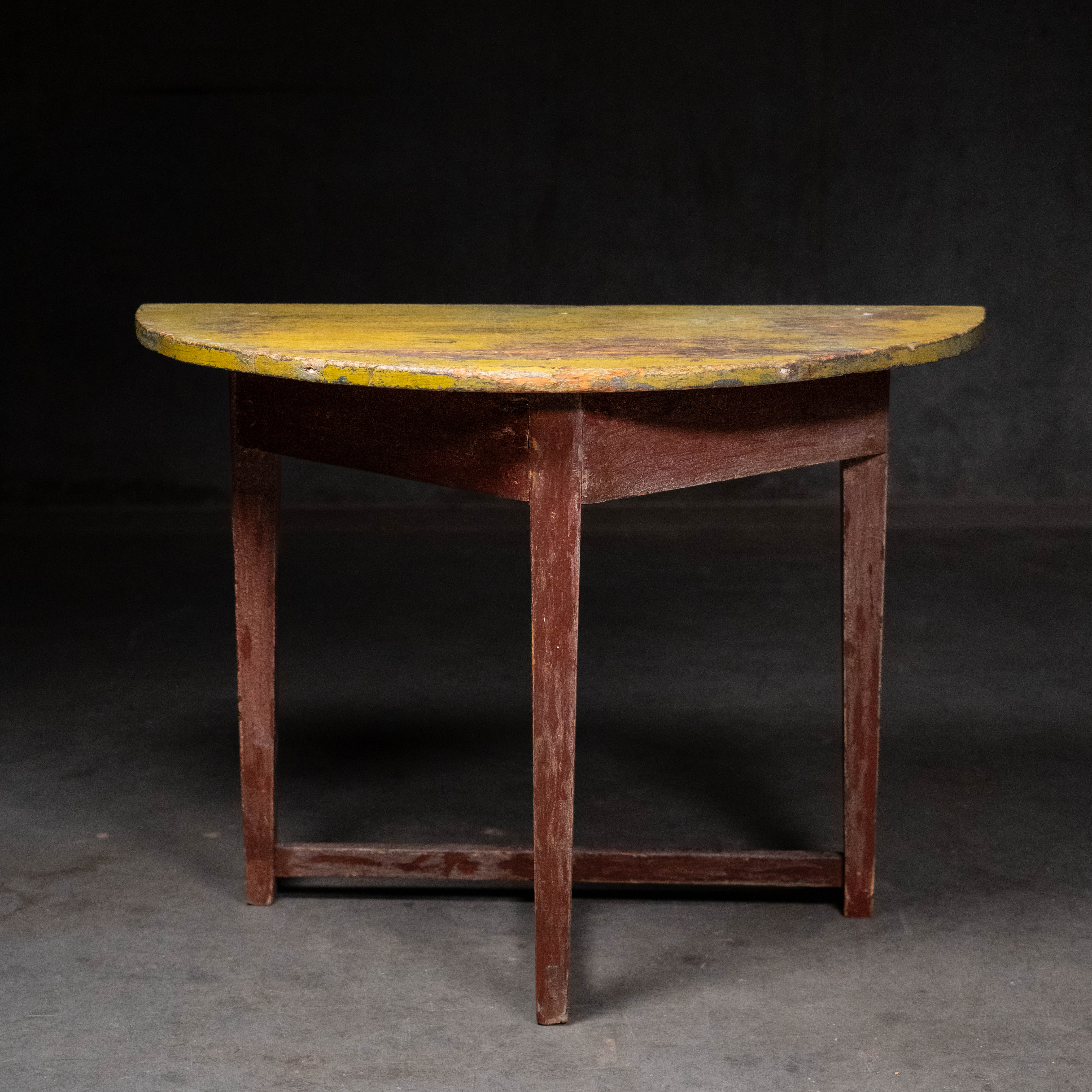 19th century Quebec demi lune pine side table