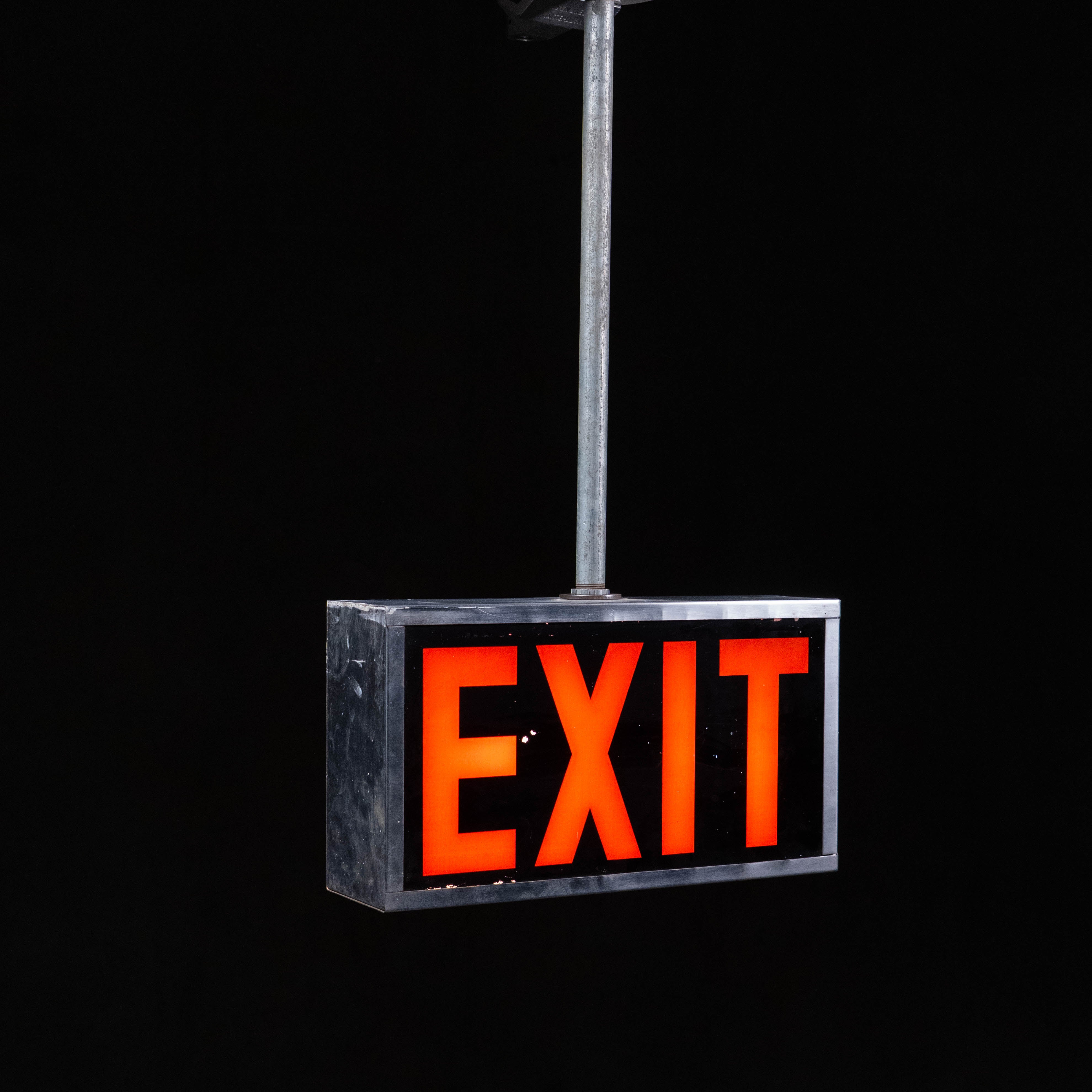 1950 chrome glass exit sign light