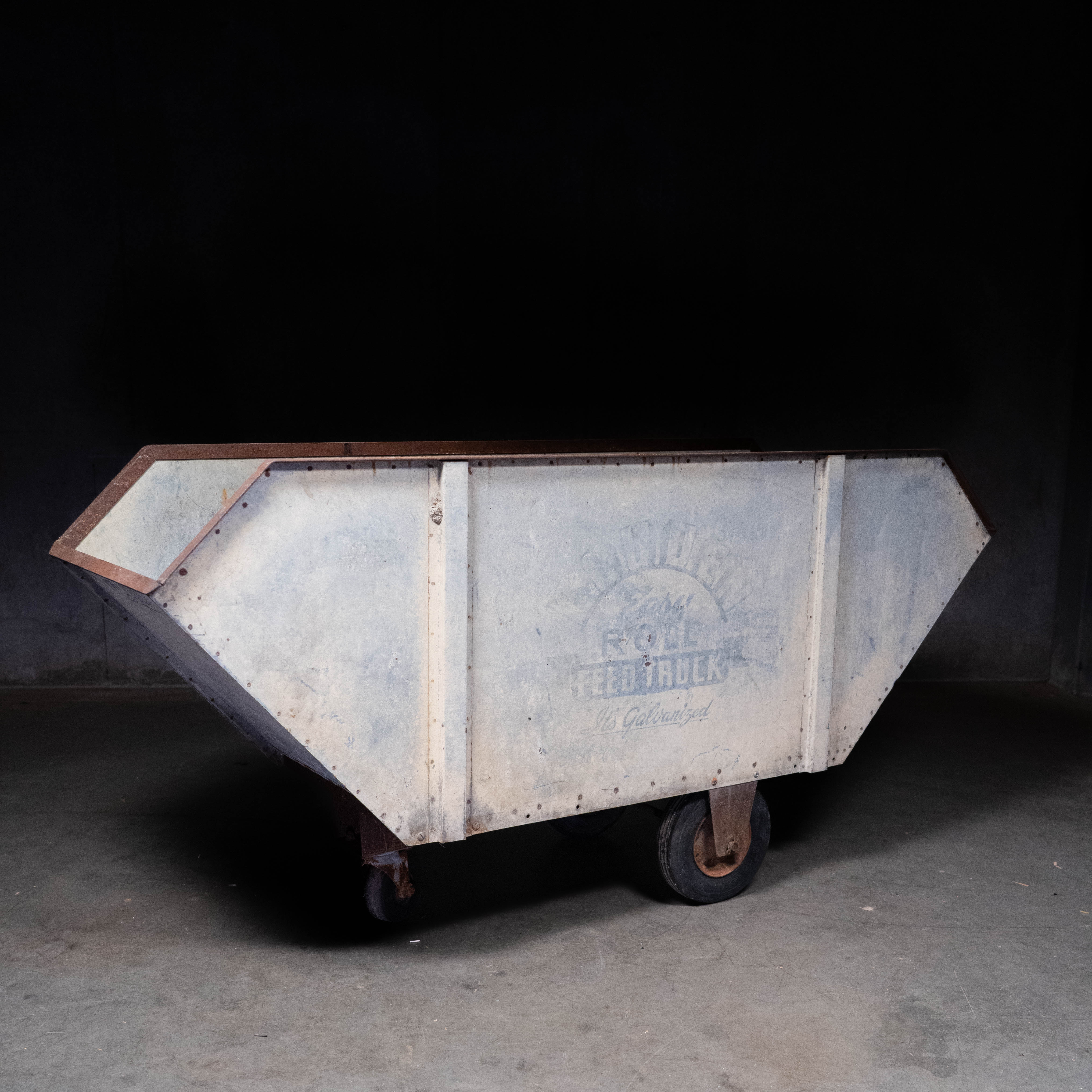 1930 Rolling Zinc Industrial American Storage Bin