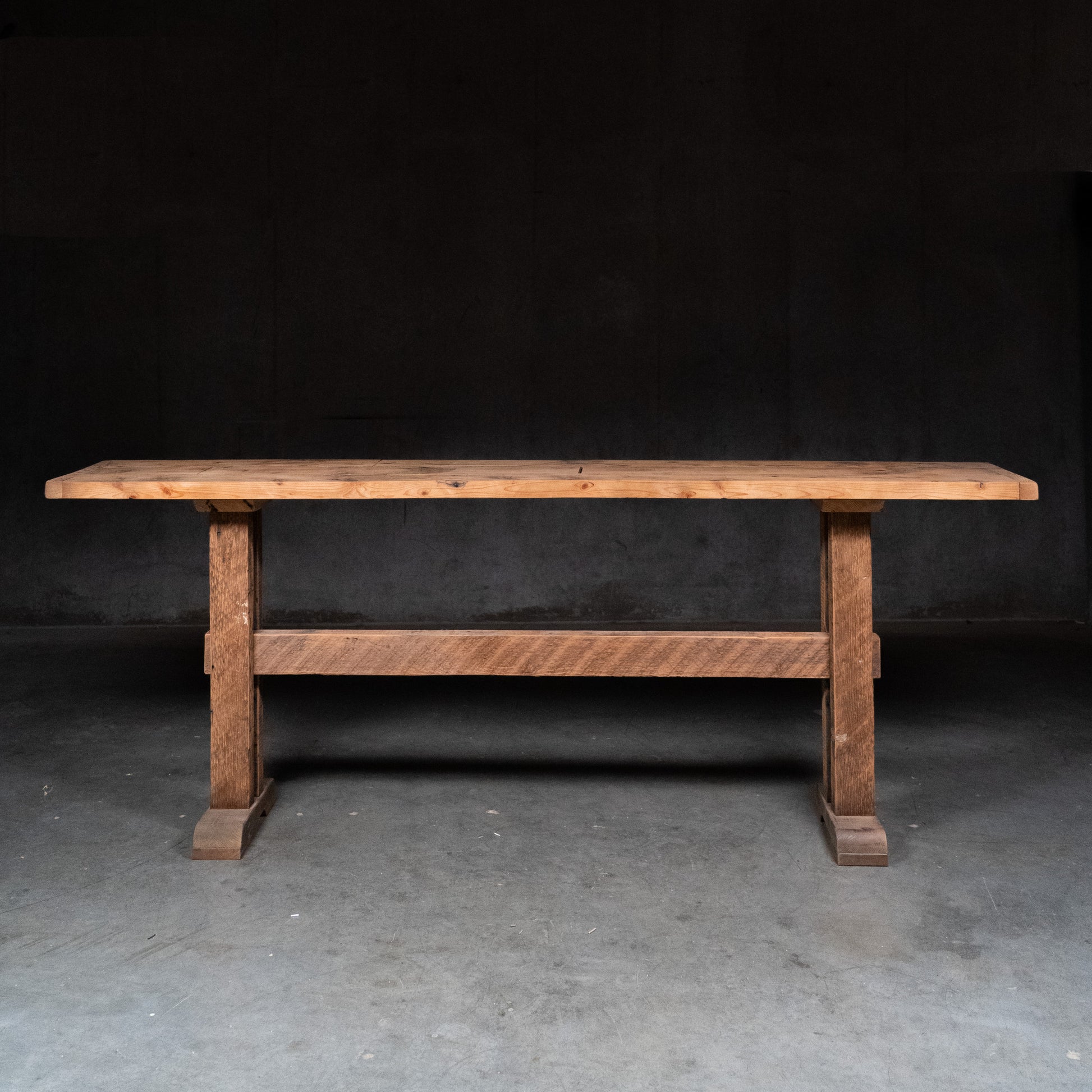 Handmade reclaimed wood console table from the Landon Bespoke collection by Scott Landon Antiques.