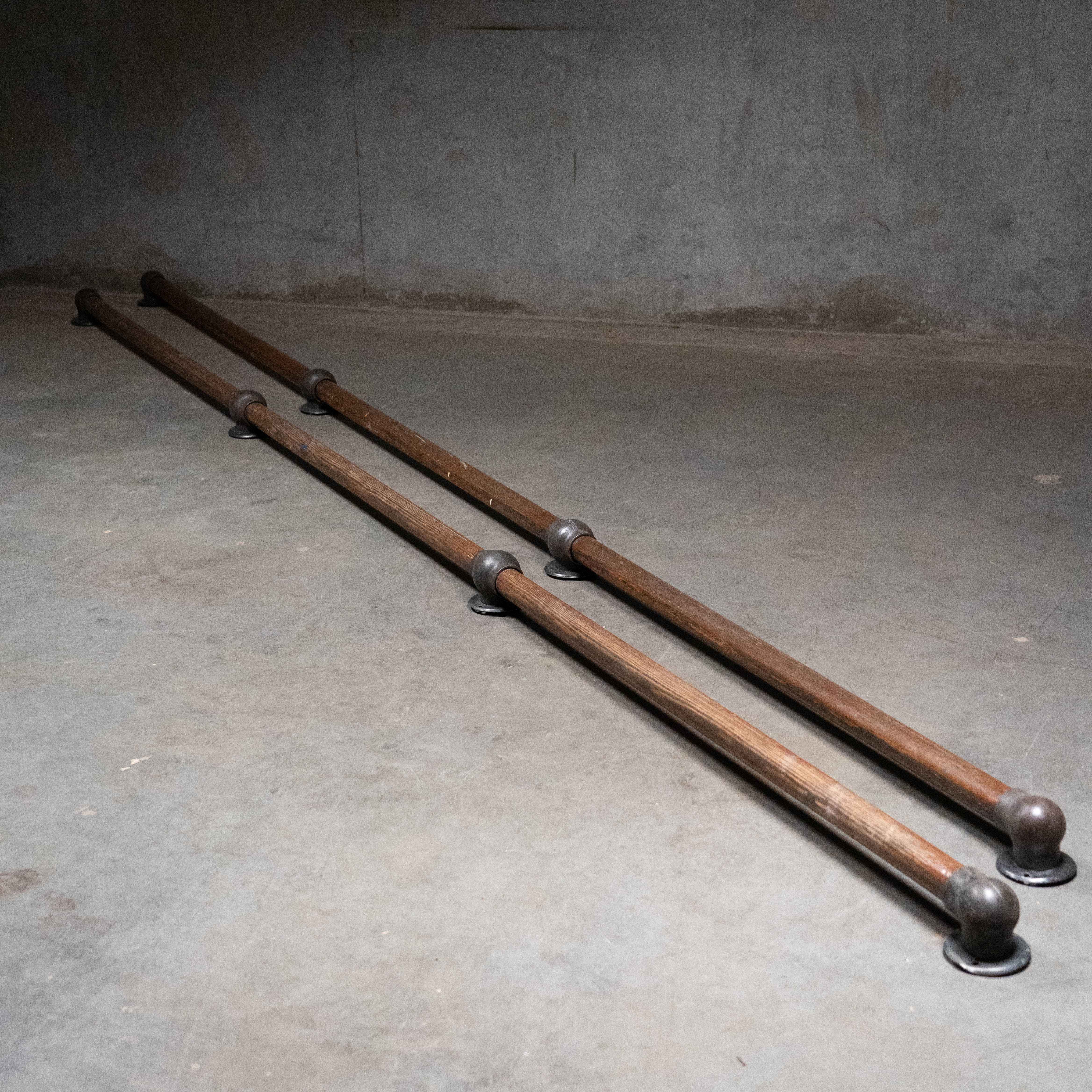 1906 Salvaged Wood and Iron Hand Railings