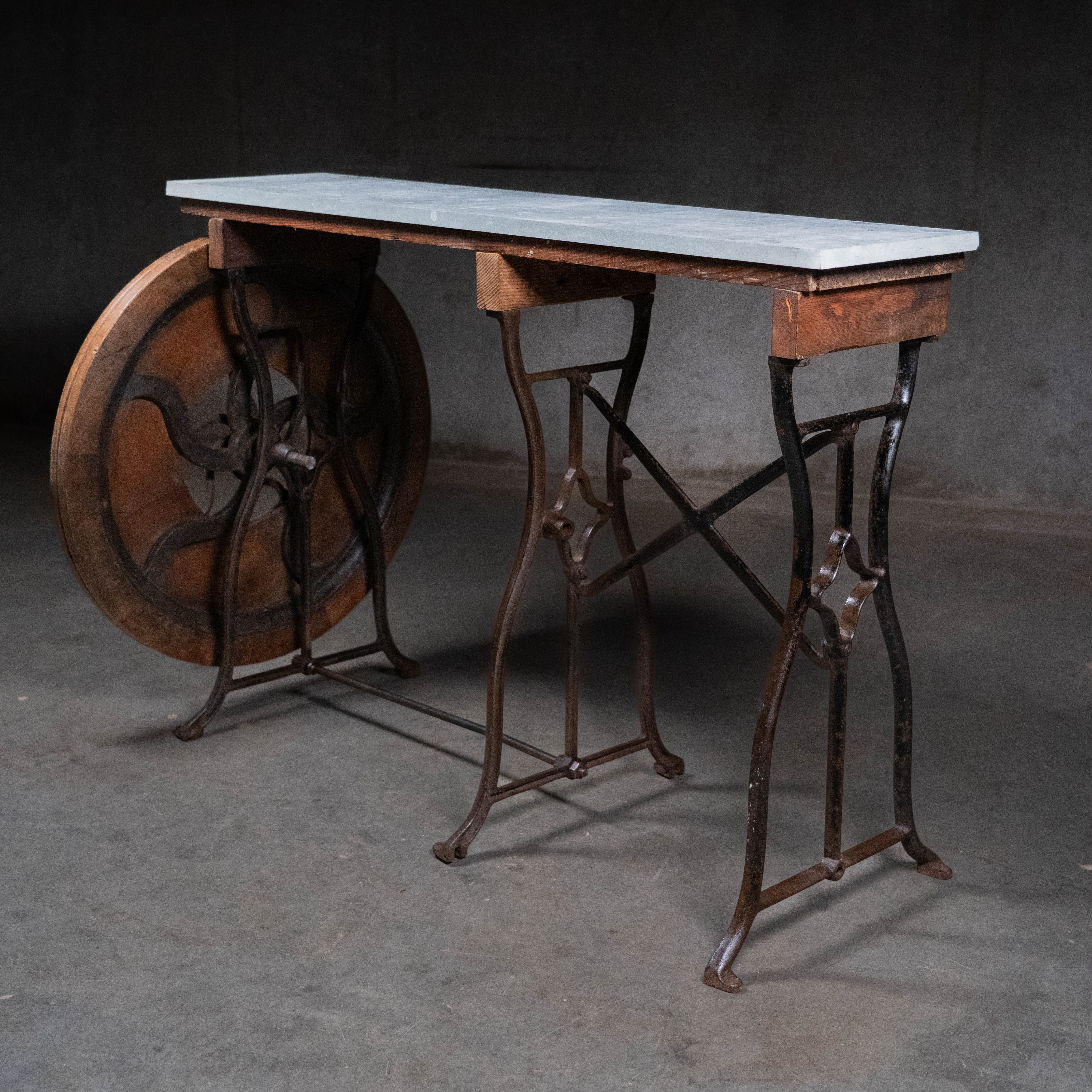 1910 Industrial Iron Lathe Console Table